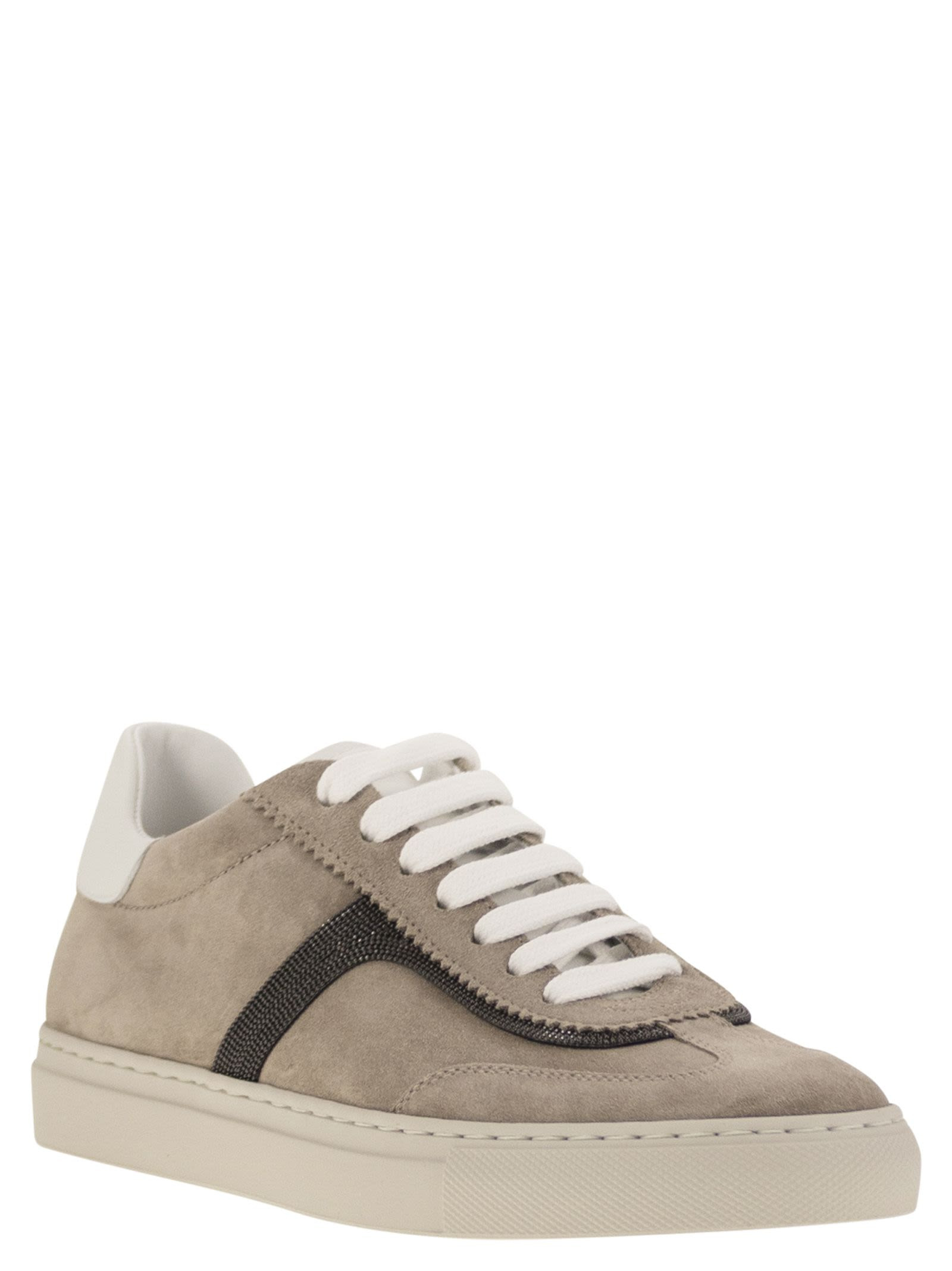 Brunello Cucinelli Women Suede Trainers With Precious Detailing - 2