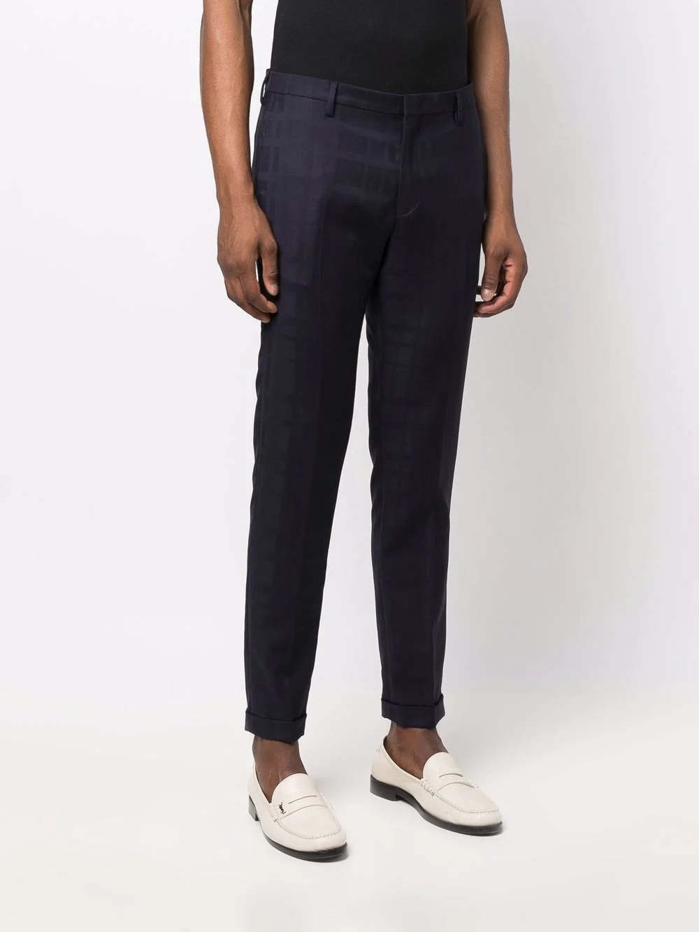 check-pattern slim trousers - 3