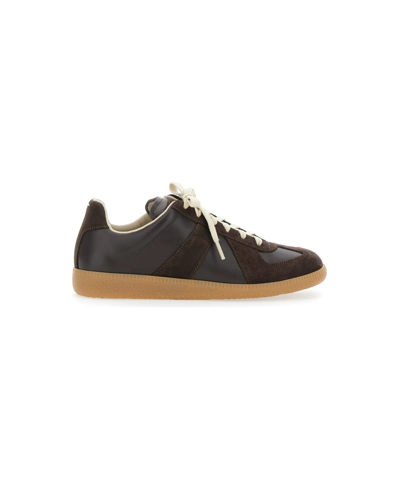 'replica' Brown Low Top Sneakers In Suede And Leather Woman - 1