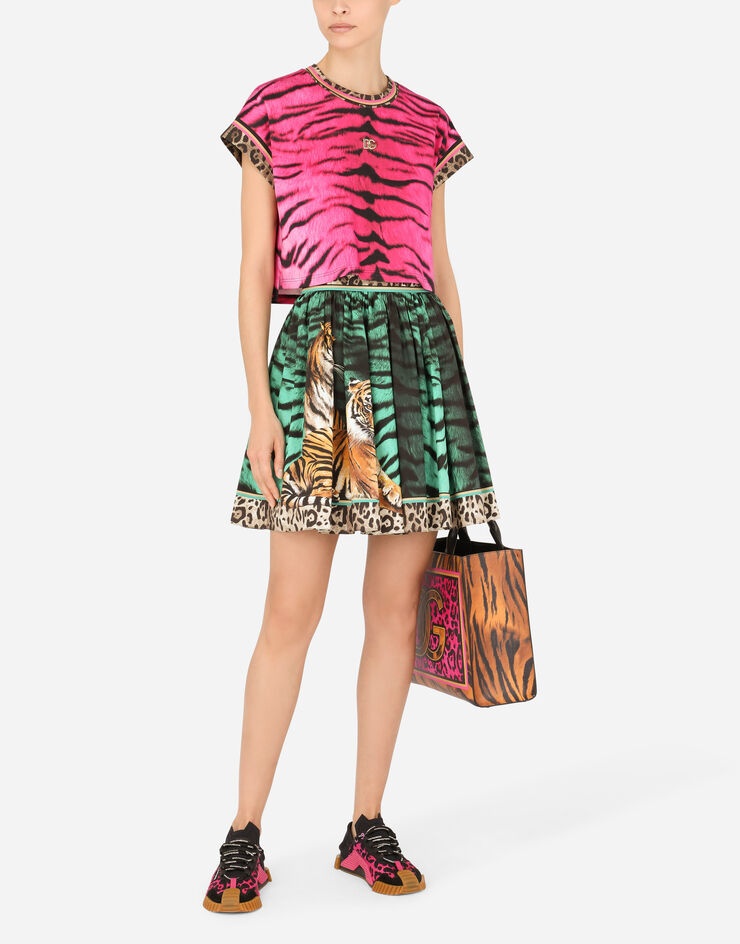 Poplin circle skirt with tiger print - 6