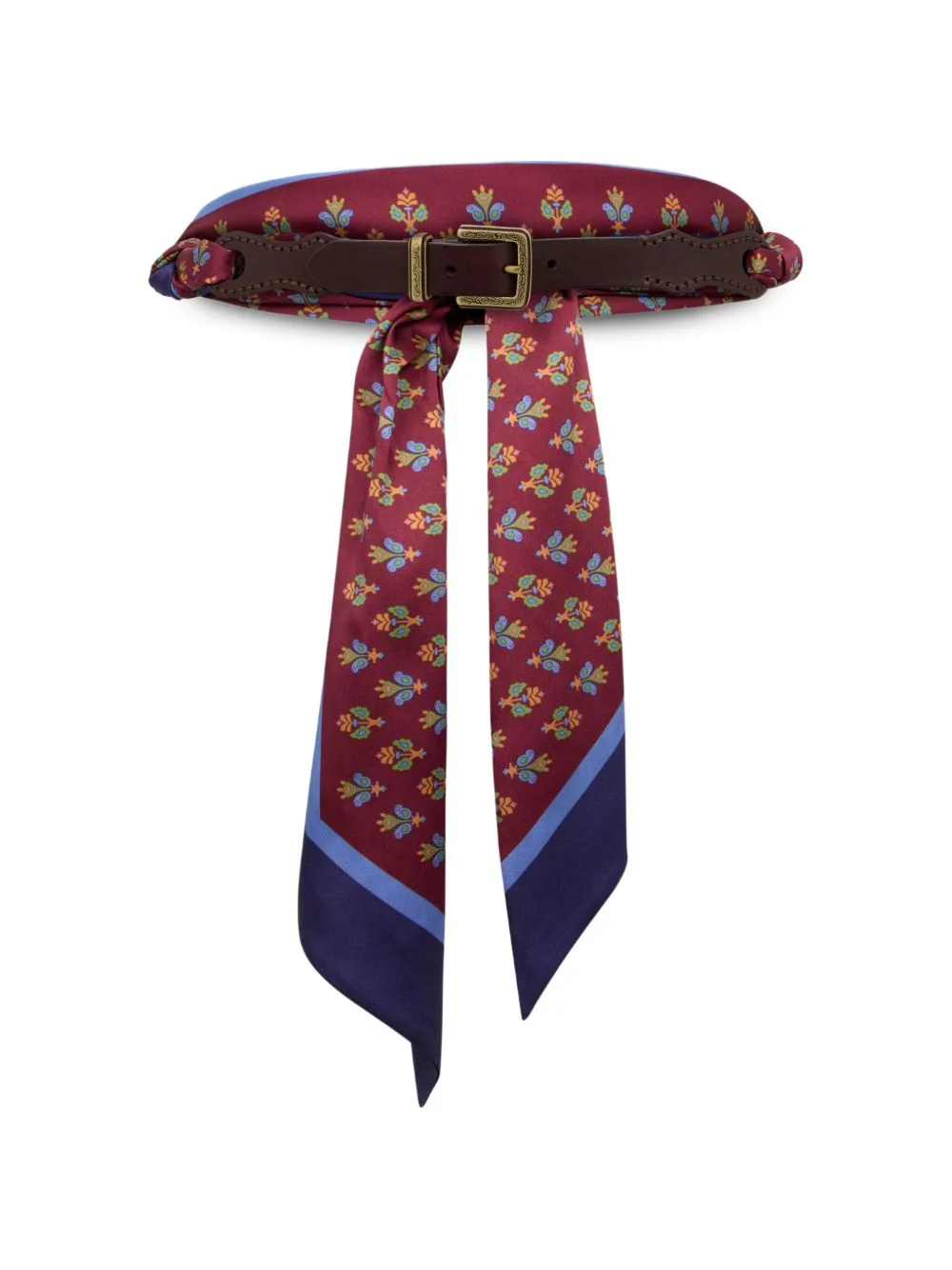 leather belt with printed scarf - 1