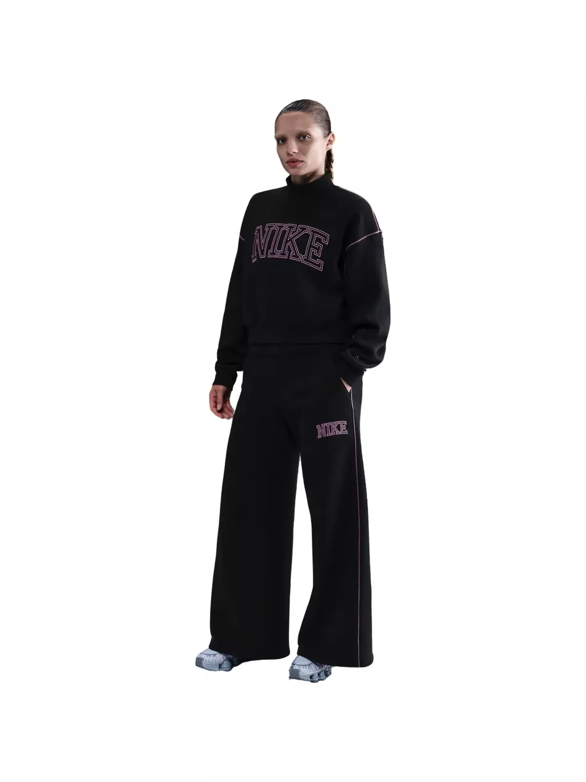 Women's Phoenix Fleece Wide Leg Bottom - Black/Pink - 1