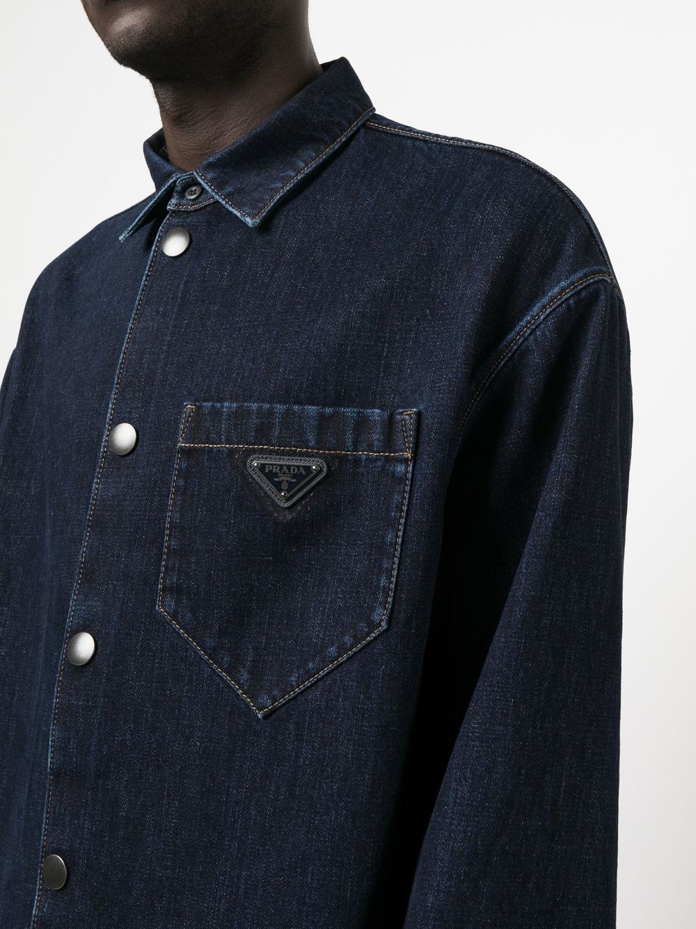 logo-patch denim shirt - 4