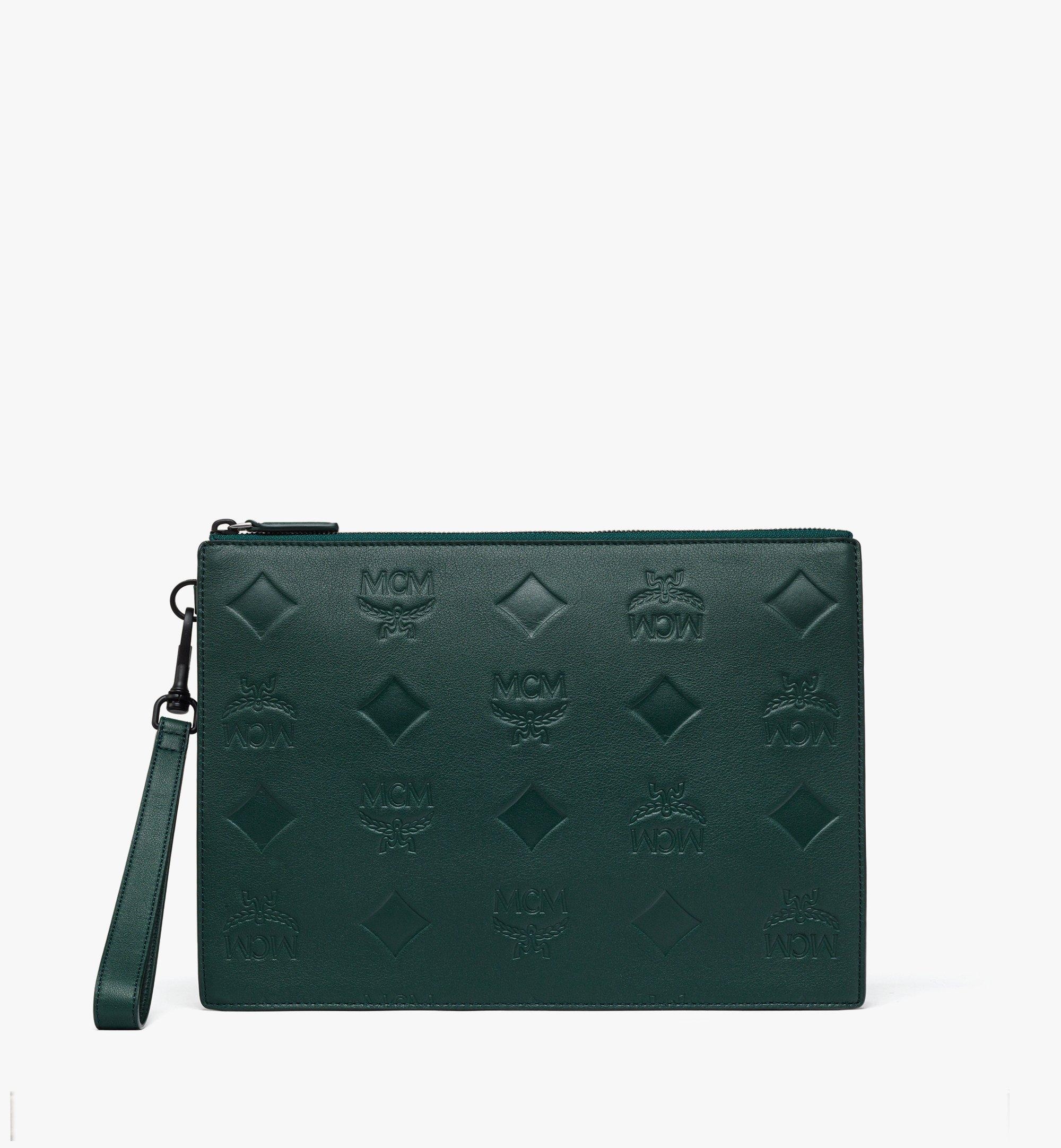 Aren Wristlet Zip Pouch in Maxi Monogram Leather - 1