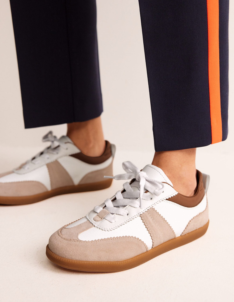 BODEN Erin Retro Tennis Trainers-White Mix outlook