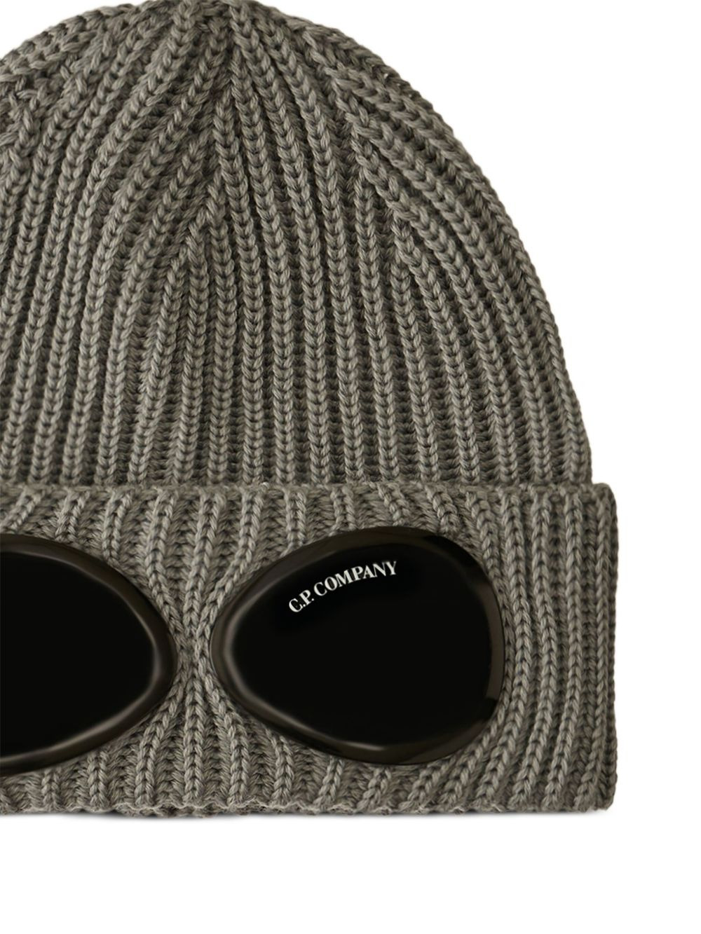 goggle-lens ribbed-wool beanie hat - 2