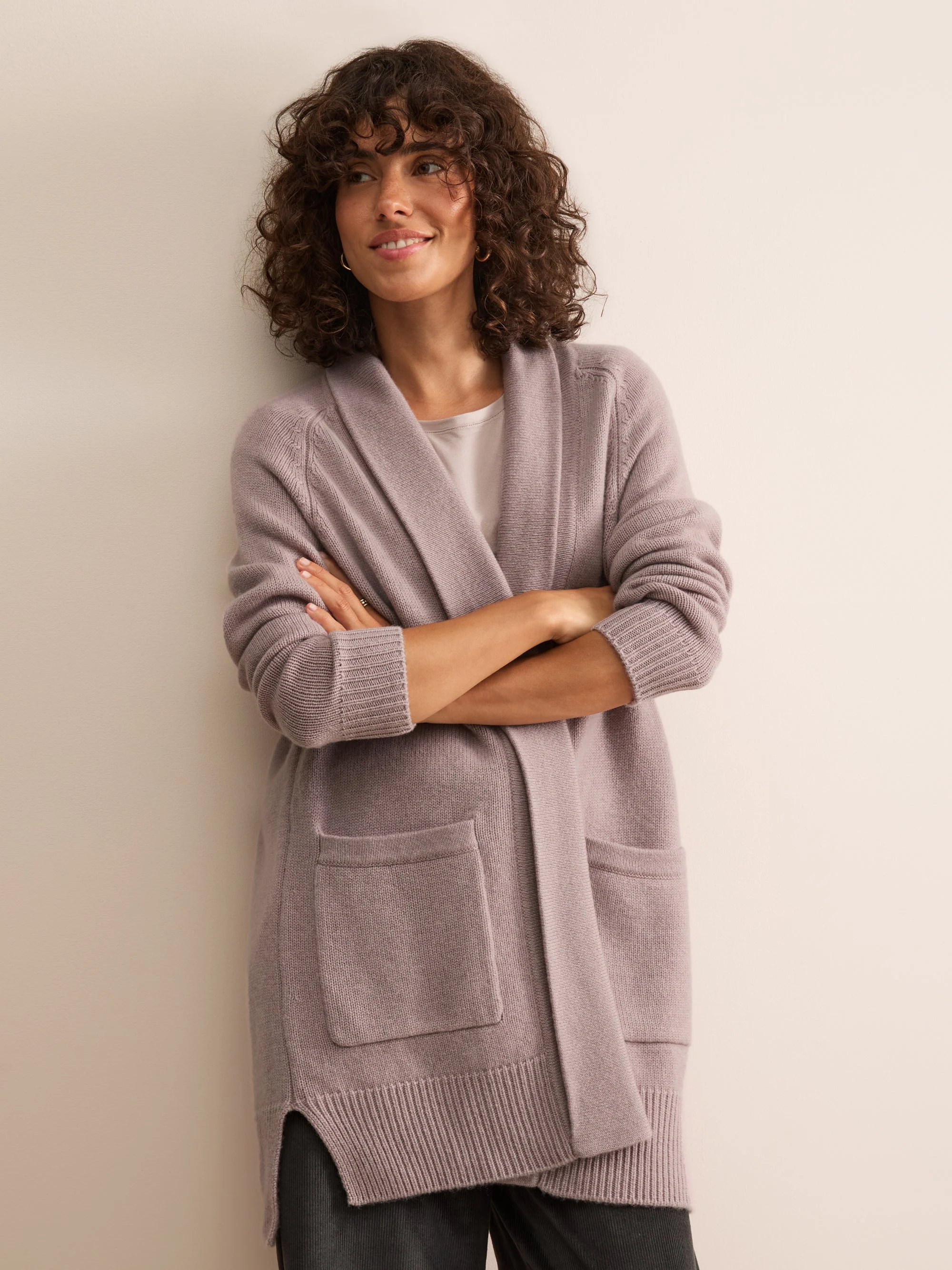 Nina Cashmere Cardigan Dusty Pink - 1
