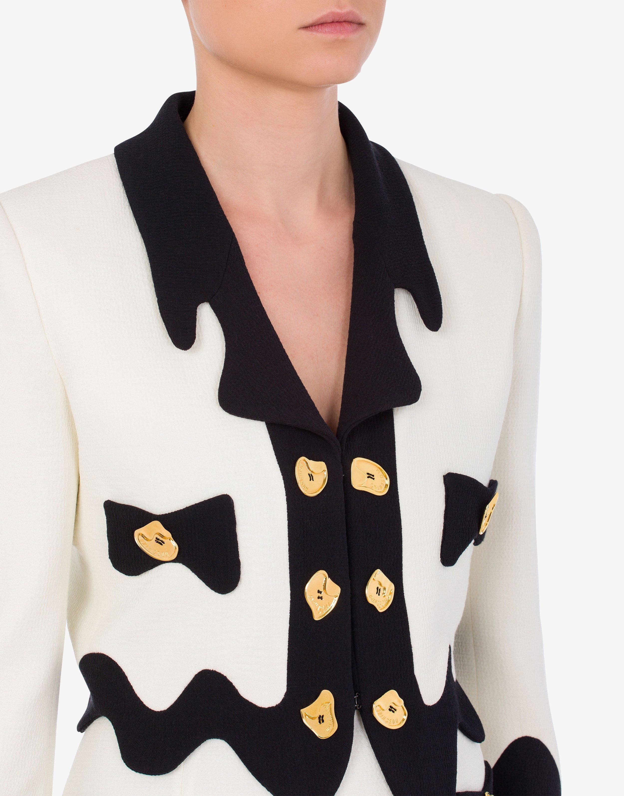 MORPHED EFFECT STRETCH CRÊPE CROP JACKET - 4