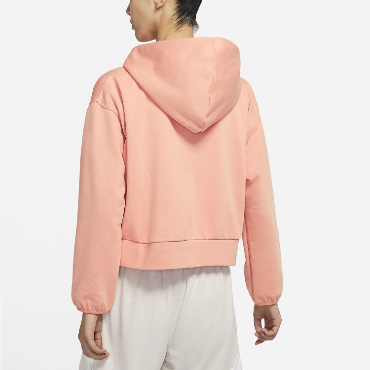 (WMNS) Nike Embroidered Logo Big Pocket Short Sports Hoodie Light Orange DA6484-824 - 5