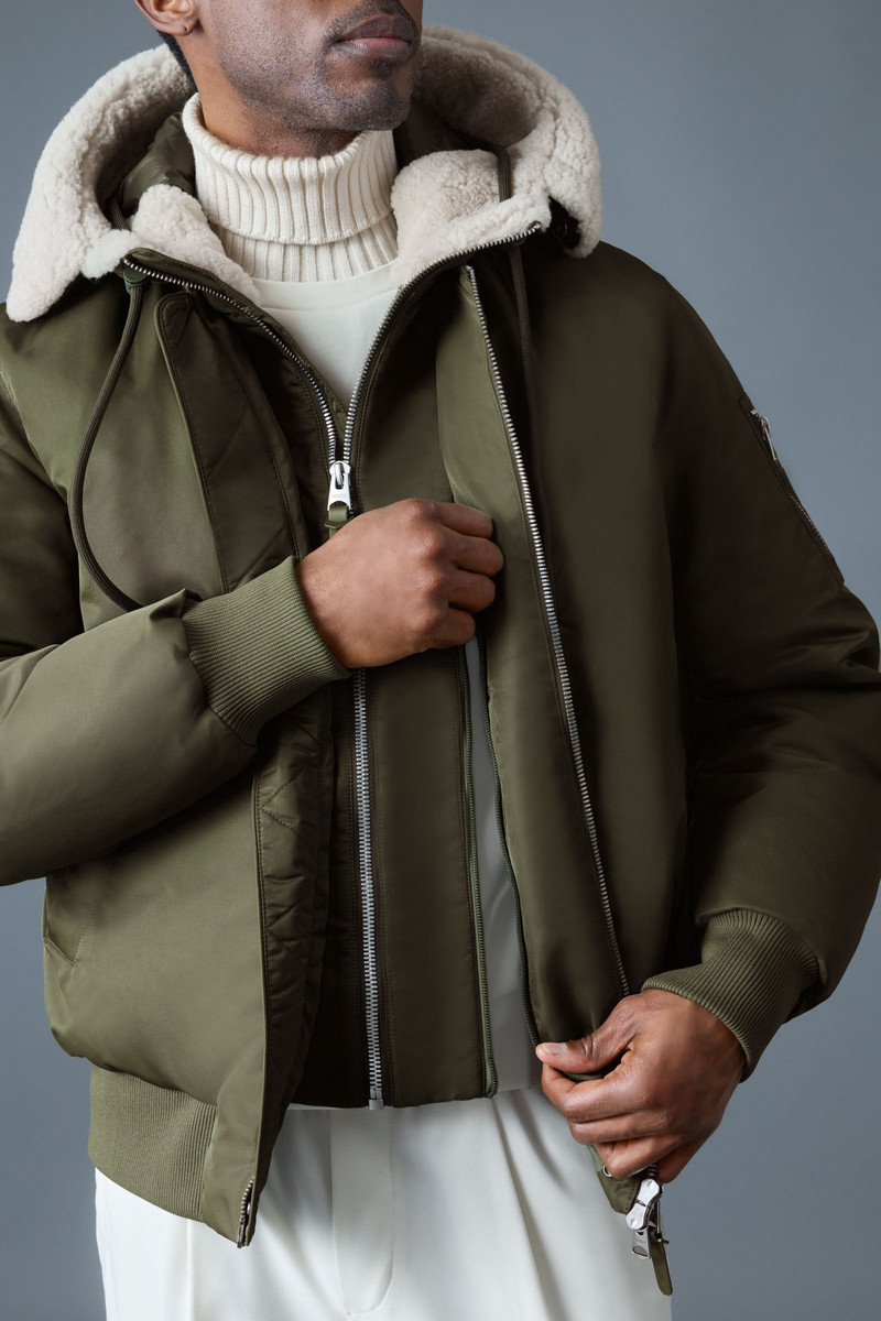 MACKAGE AUGUST bomber jacket with shearling-trimmed hood outlook