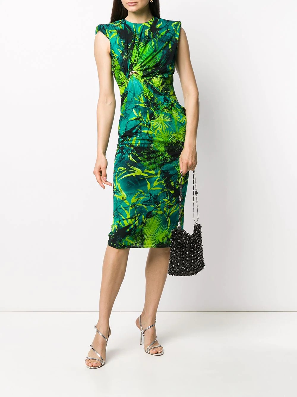 Jungle print ruched sleeveless dress - 2