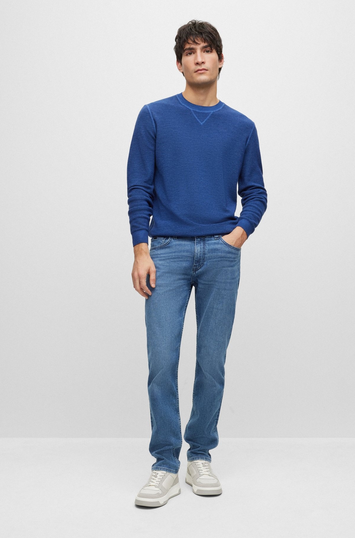 SLIM-FIT JEANS IN BLUE COMFORT-SILK DENIM - 3