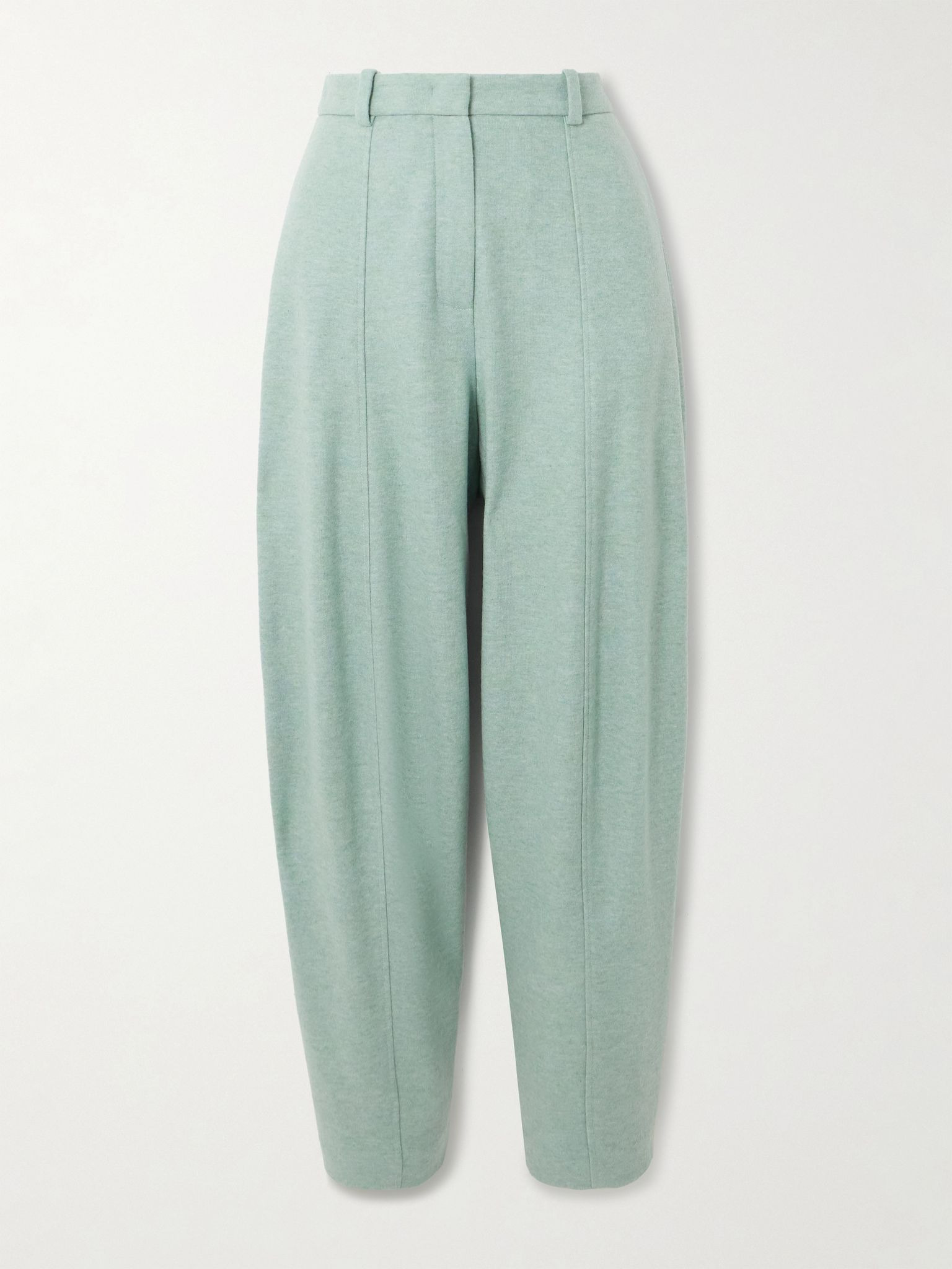 Pleated tapered cashmere-blend pants Mint - 1