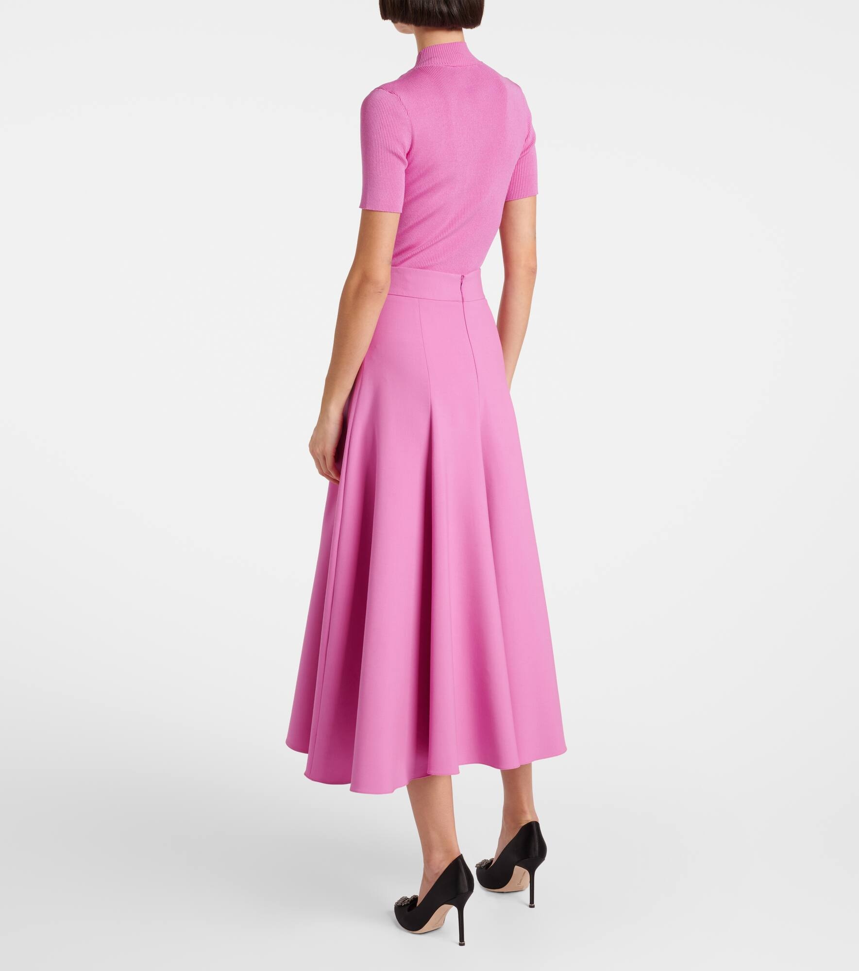 High-rise wool-blend midi skirt - 3