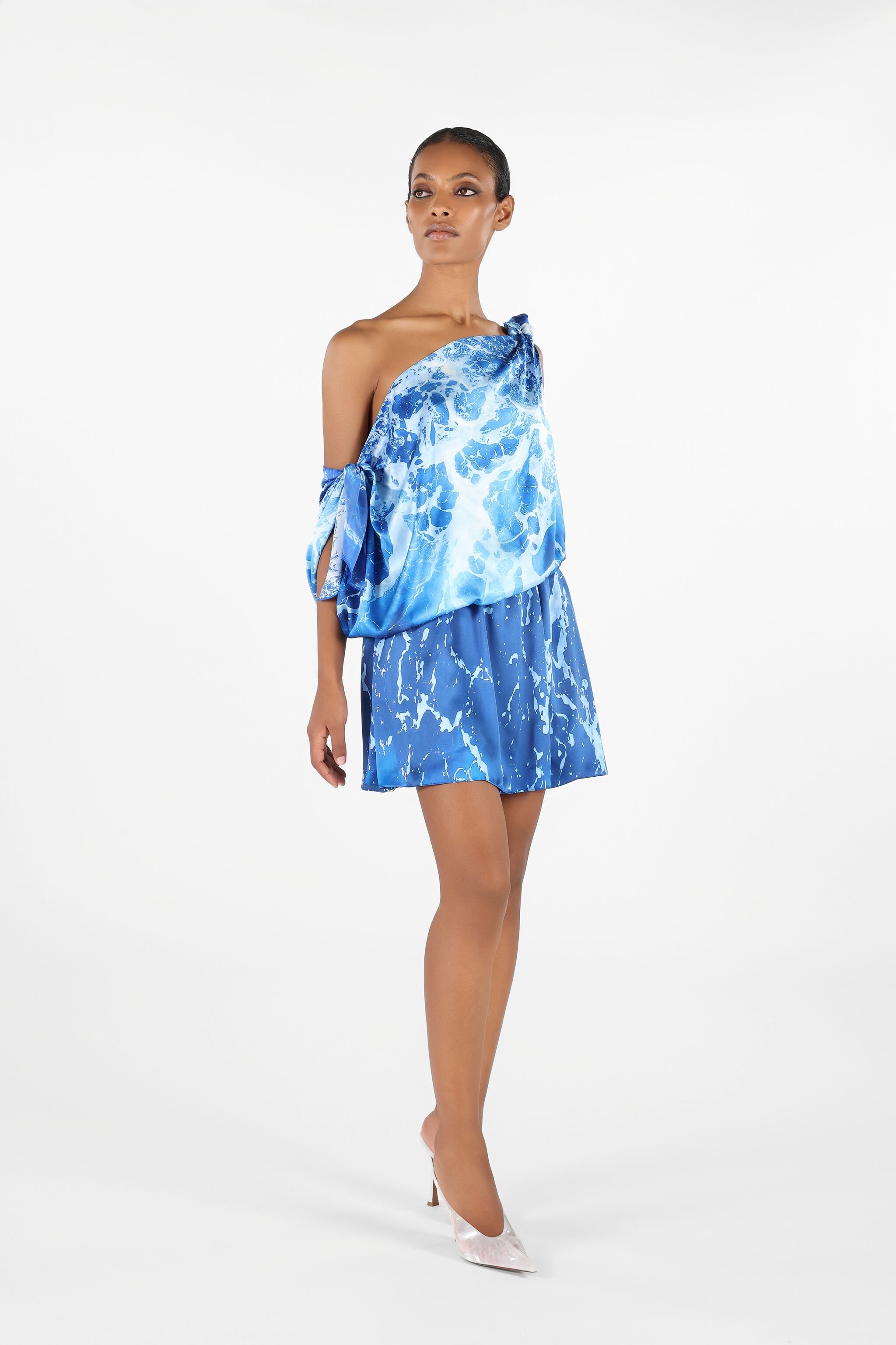 One-Shoulder Stretto di Messina Dress - 3