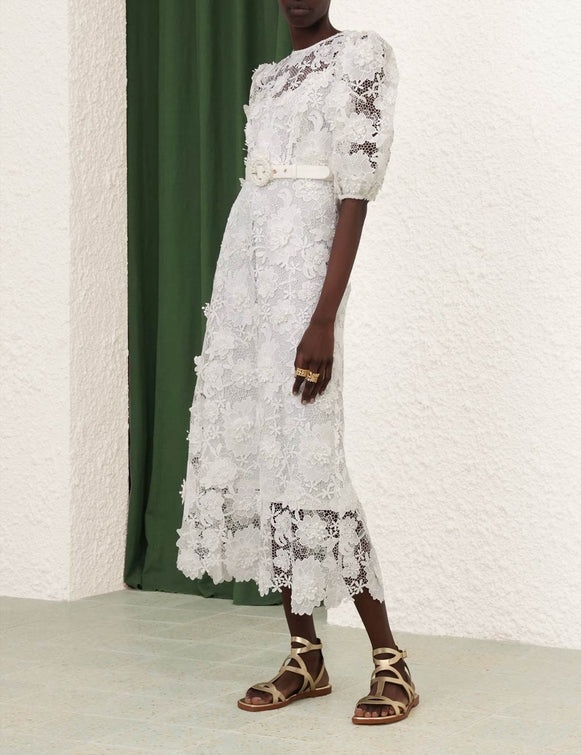 Halliday Lace Flower Dress Ivory - 3