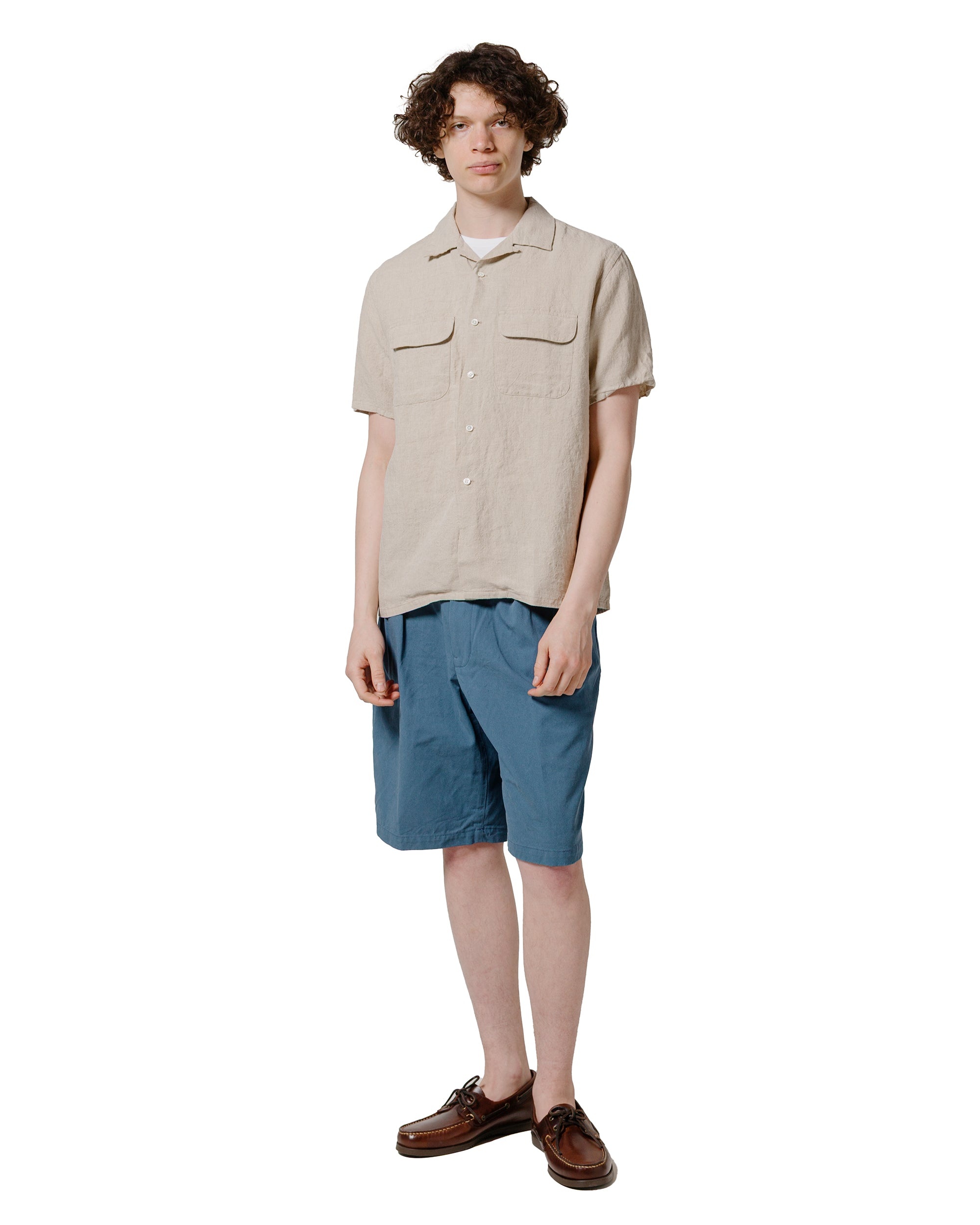 2Pleats Shorts Twill Bio Washed Sax - 4