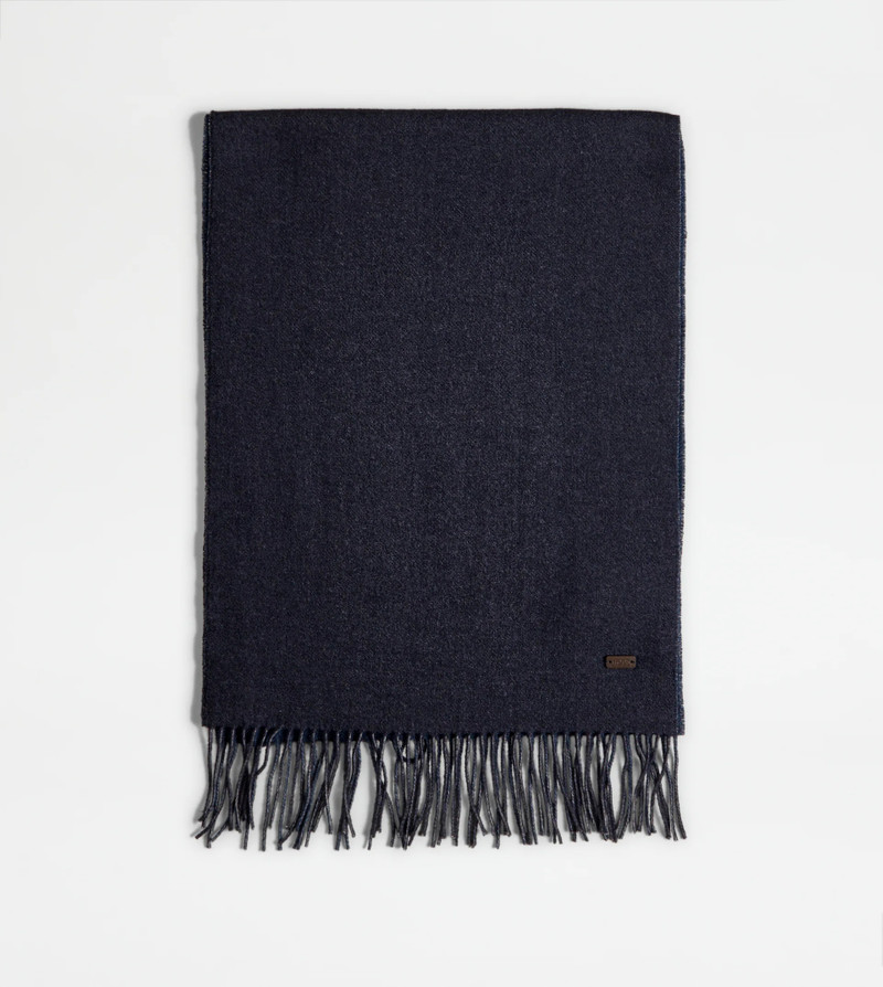 CASHMERE BLEND SCARF - BLUE 1