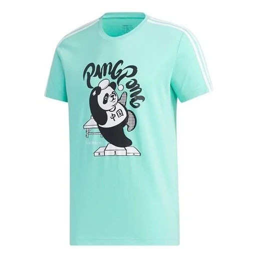 adidas neo Panda 3SGRX Tee Table Tennis Printing Slim Fit Short Sleeve Green GK1553 - 1