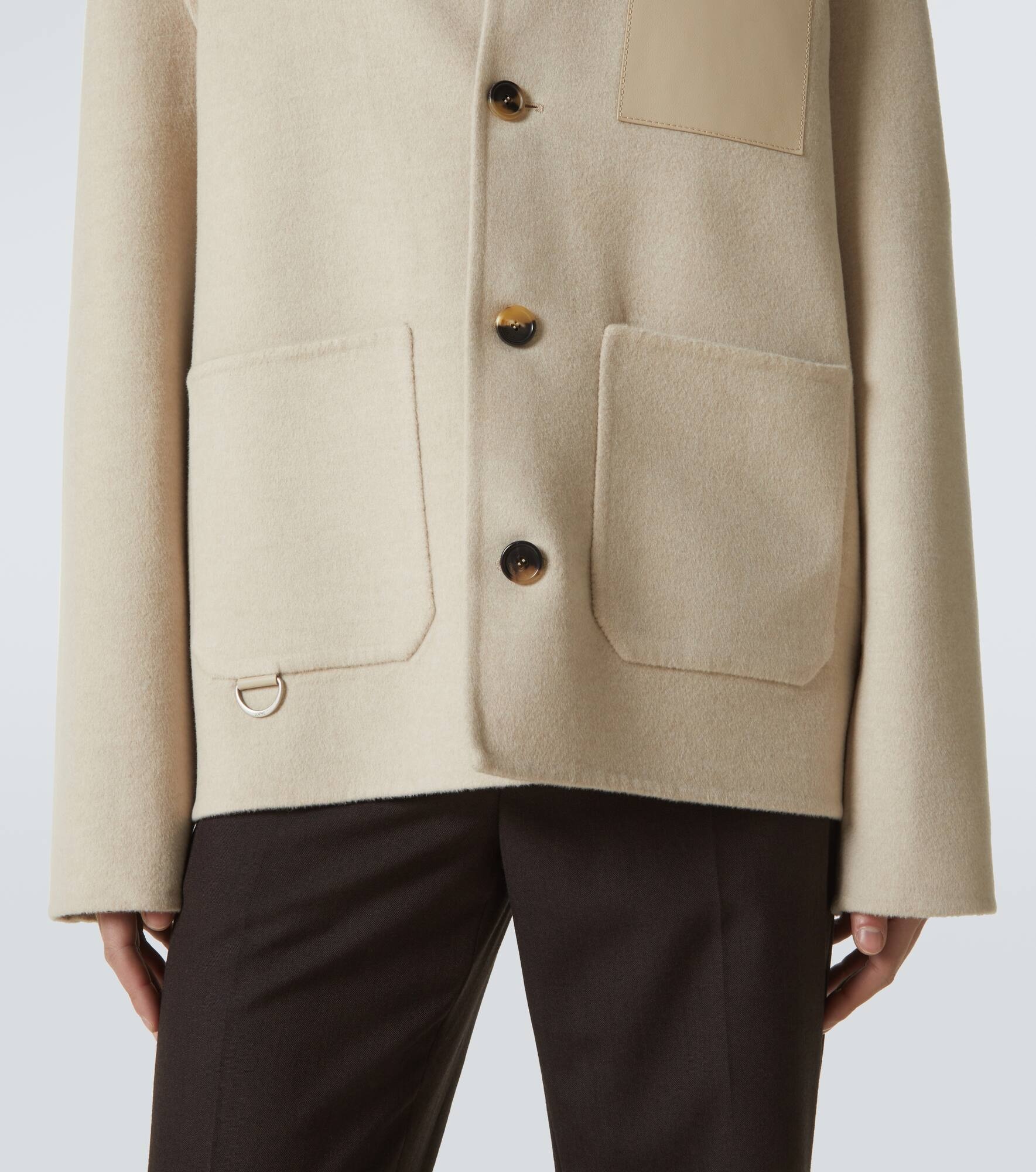 Leather-trimmed wool and cashmere jacket - 6