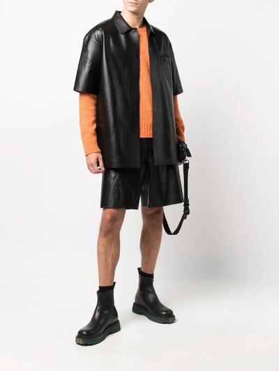 Off-White straight-leg leather cargo shorts outlook