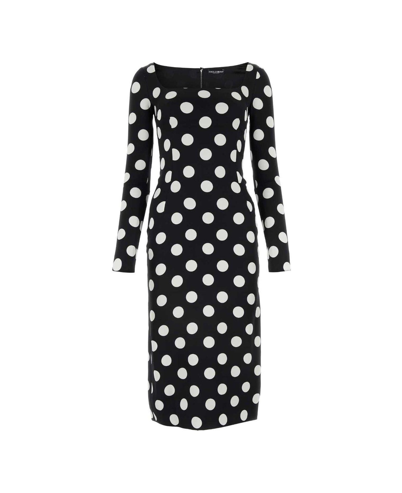 Polka-dot Printed Charmeuse Sheath Dress - 1