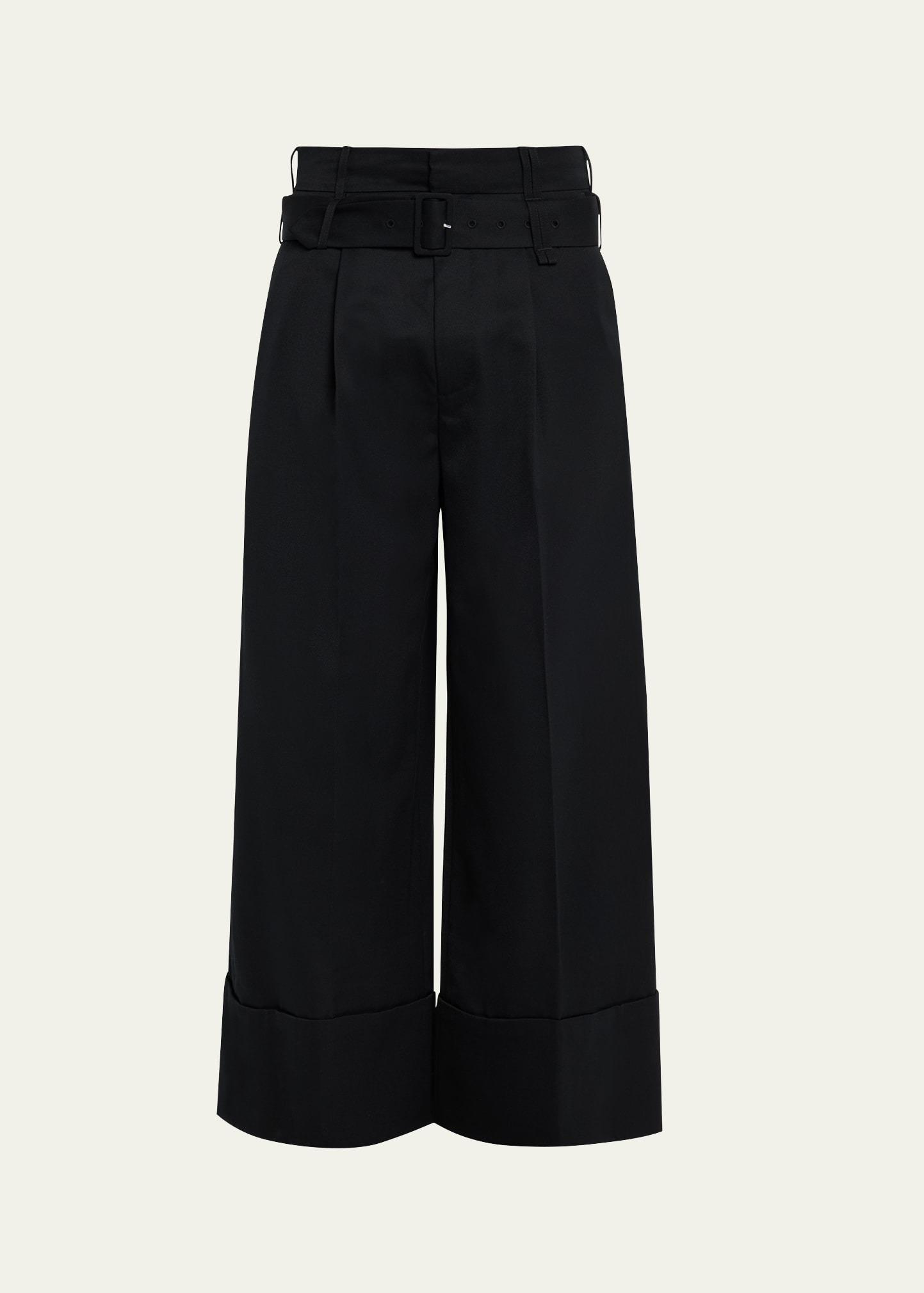 Men's Cropped Wide-Leg Belted Trousers - 1