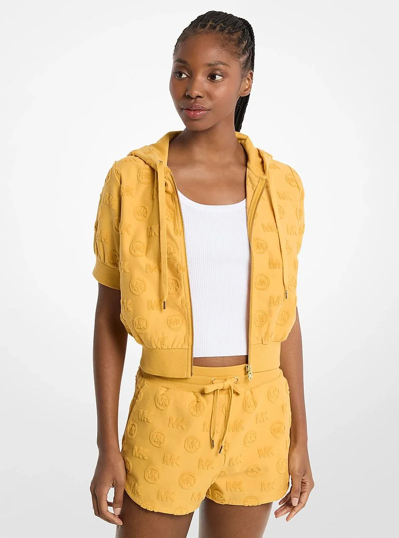 Logo Jacquard Terry Short-Sleeve Jacket - 1