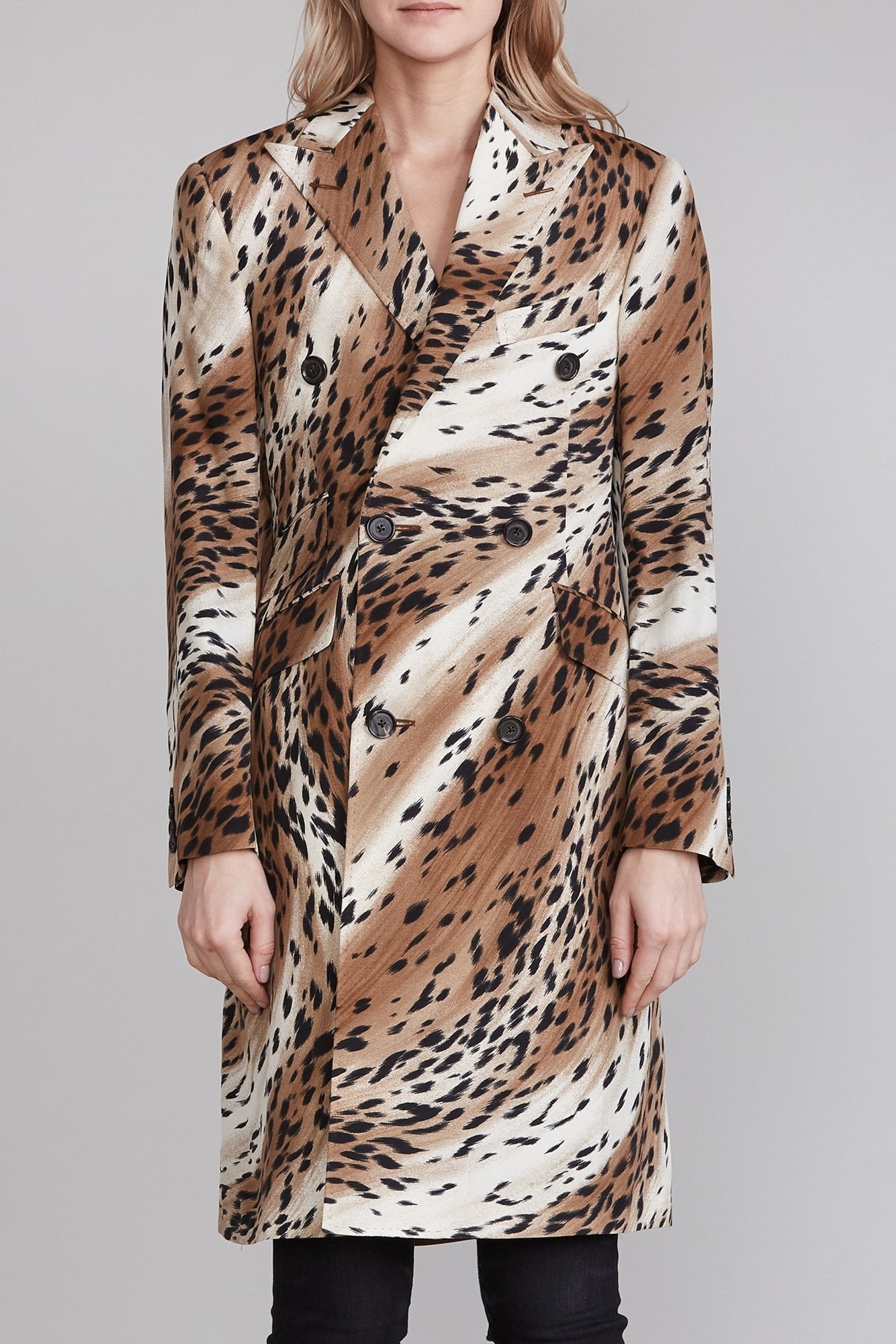 Peak Lapel Double Breasted Coat - Abstract Cheetah | R13 - 3