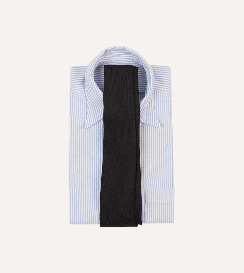 Drake's Black Hand Rolled Large Knot Grenadine Tie outlook