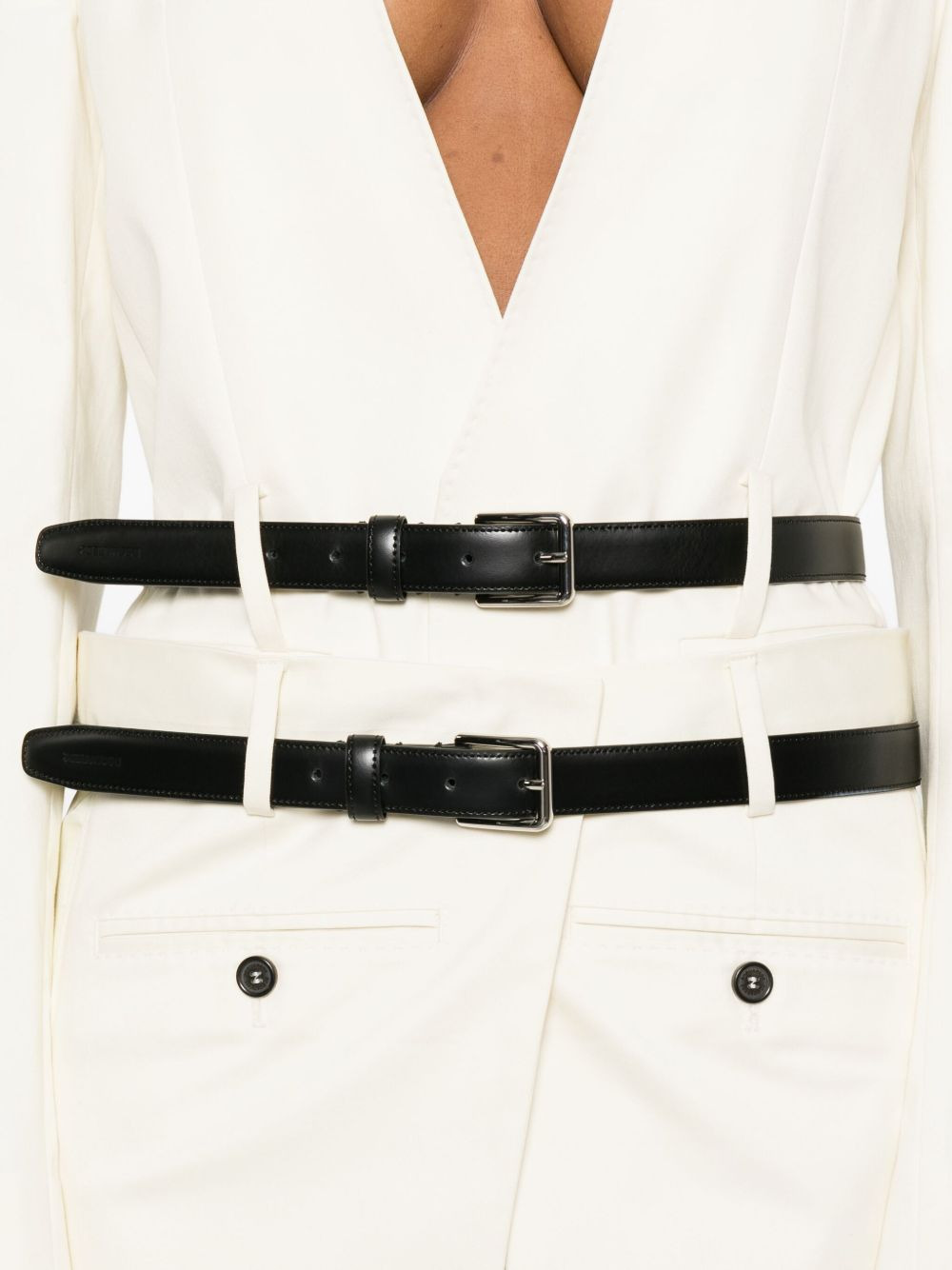 belted buttoned coat - 5