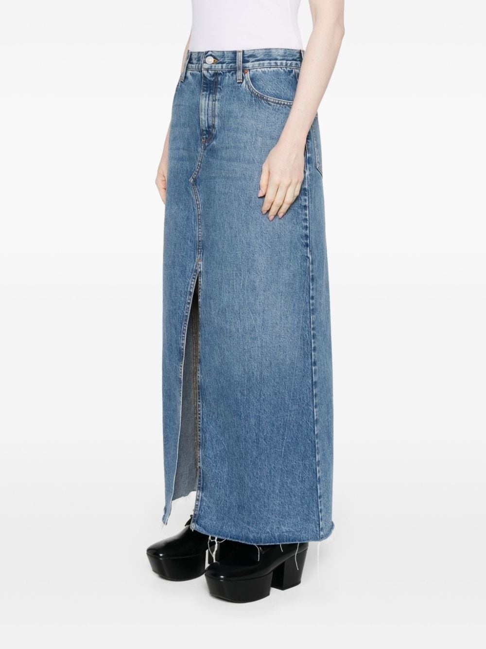 Horsebit-detail denim maxi skirt - 3