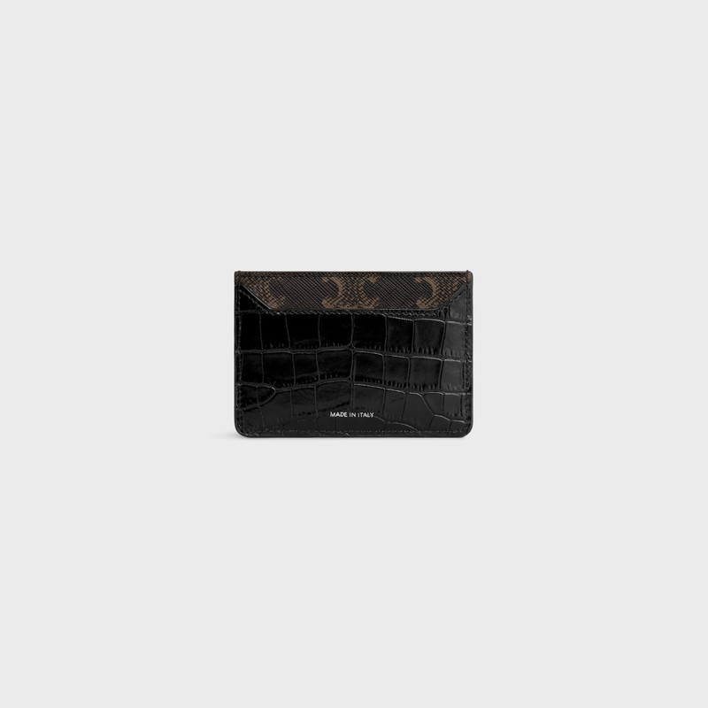 CARD HOLDER IN TRIOMPHE CANVAS AND CROCODILE EMBOSSED CALFSKIN 3