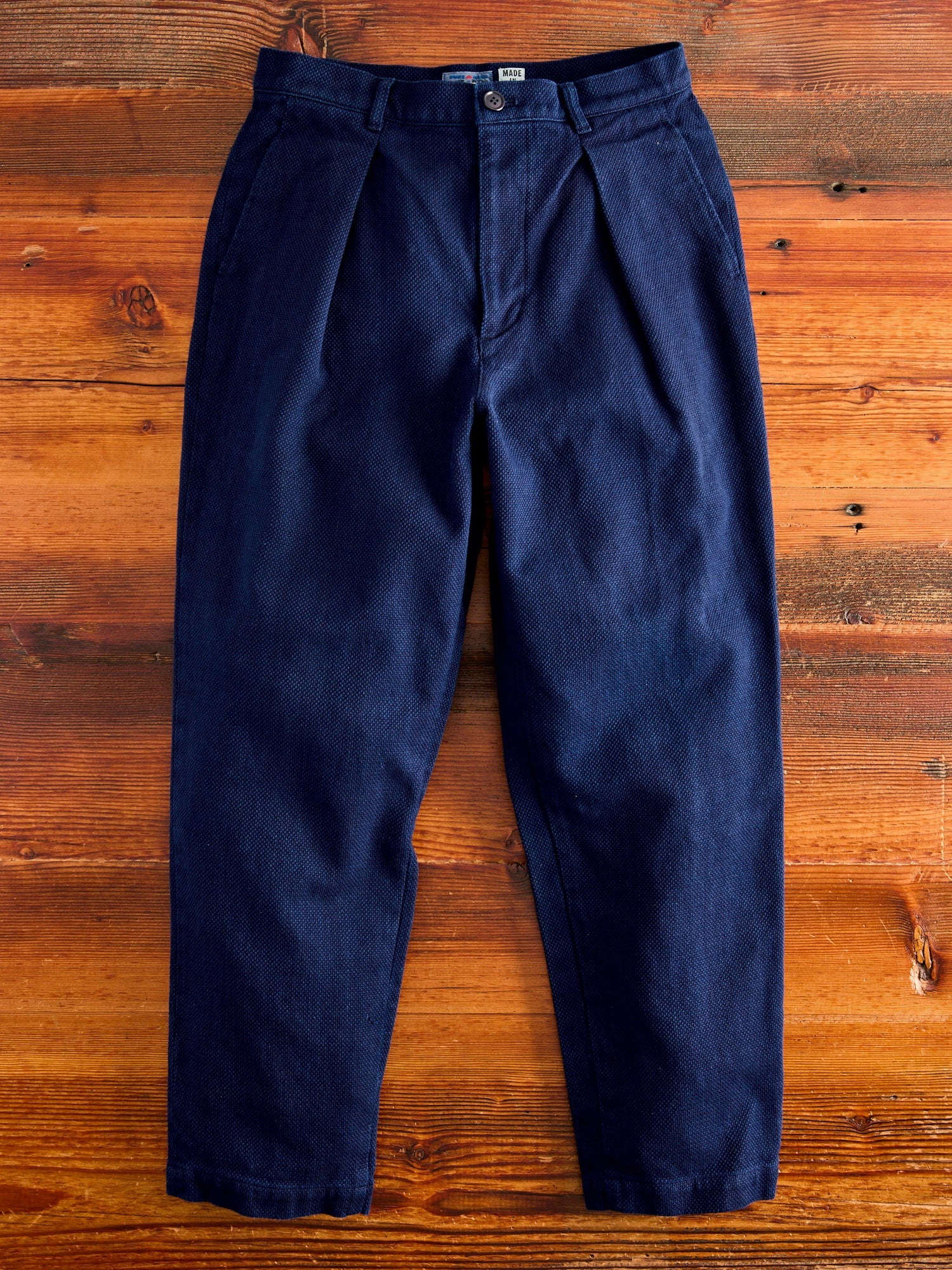 Double Cloth Sashiko Trousers in Hand Dyed Indigo - 1