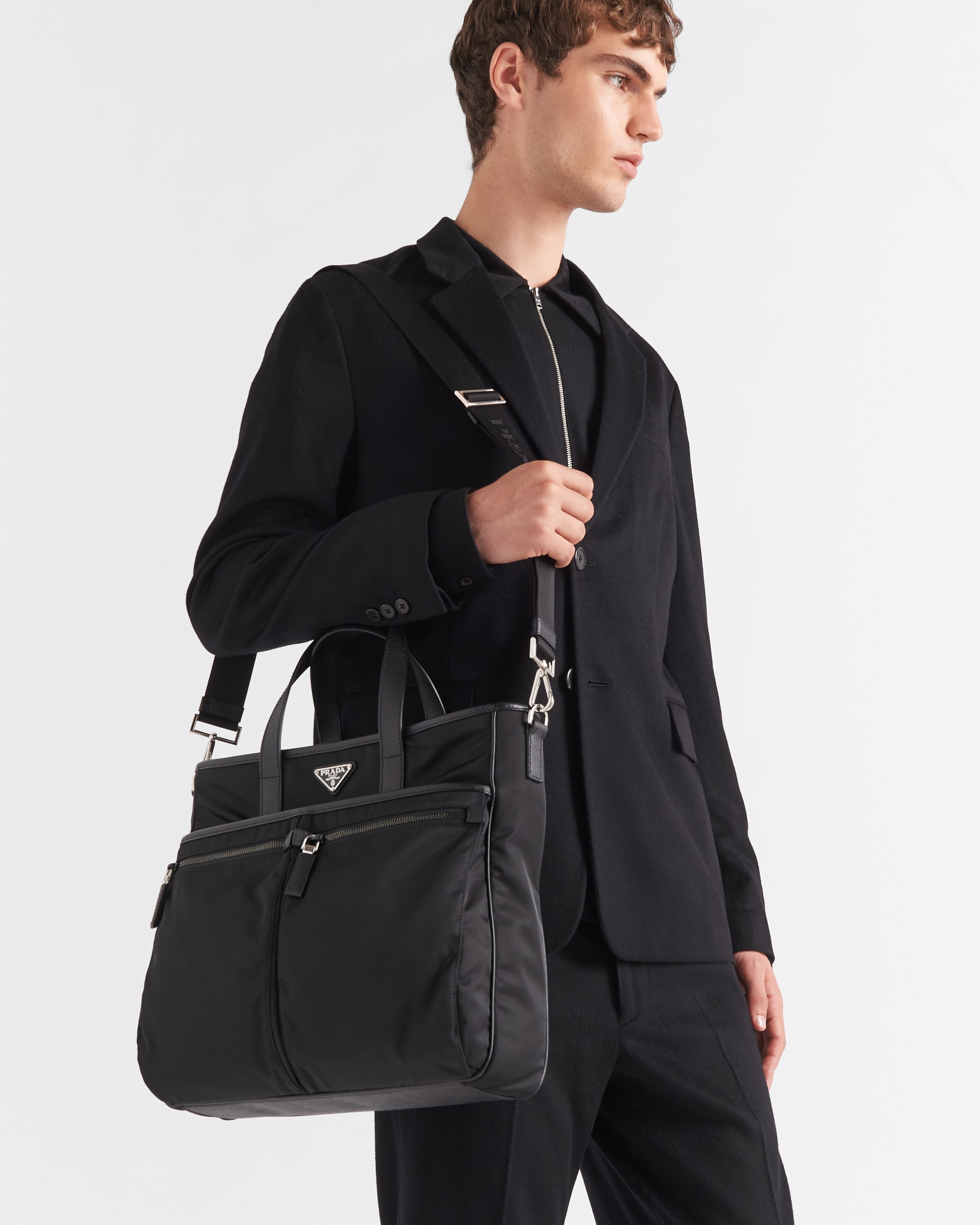 Re-Nylon and Saffiano leather tote bag - 7