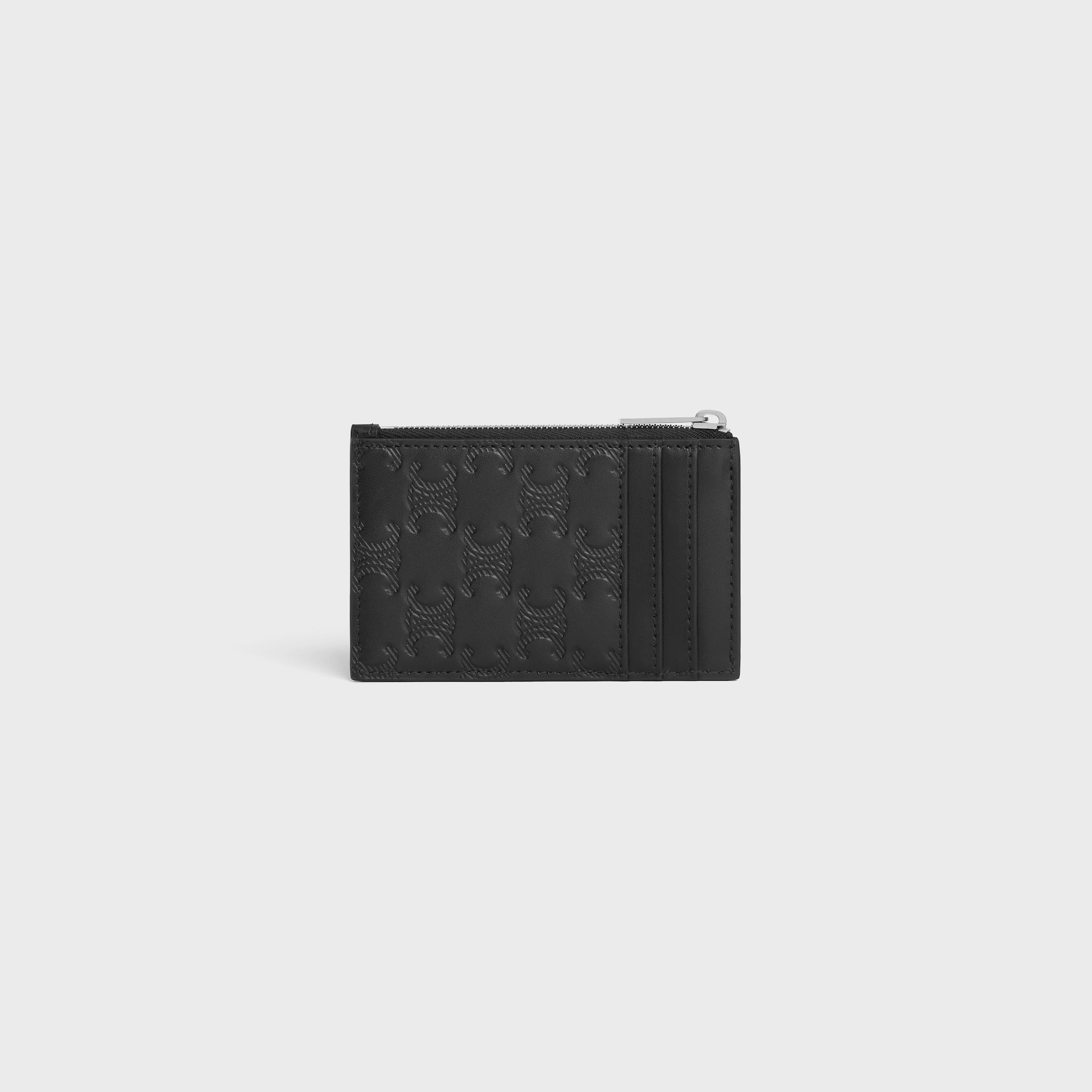 Zipped Card Holder in Calfskin with triomphe embossed - 3