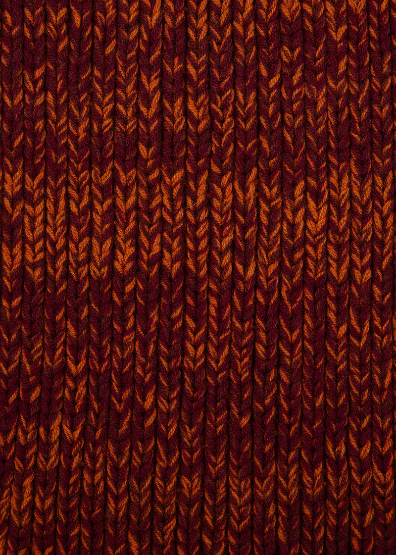 Lambswool Twisted Yarn Red and Orange Beanie and Scarf Set 3