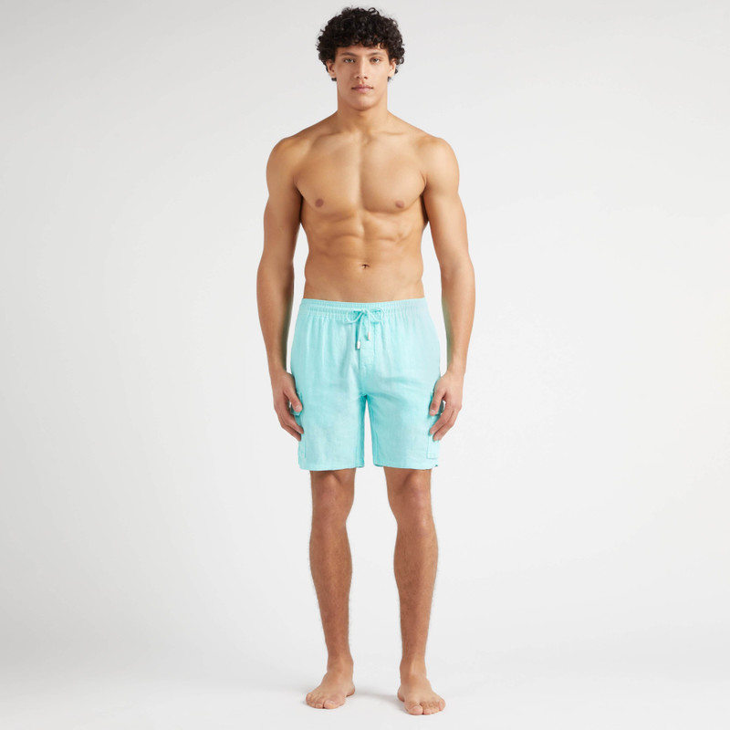Vilebrequin Men Linen Bermuda Shorts Cargo Pockets outlook