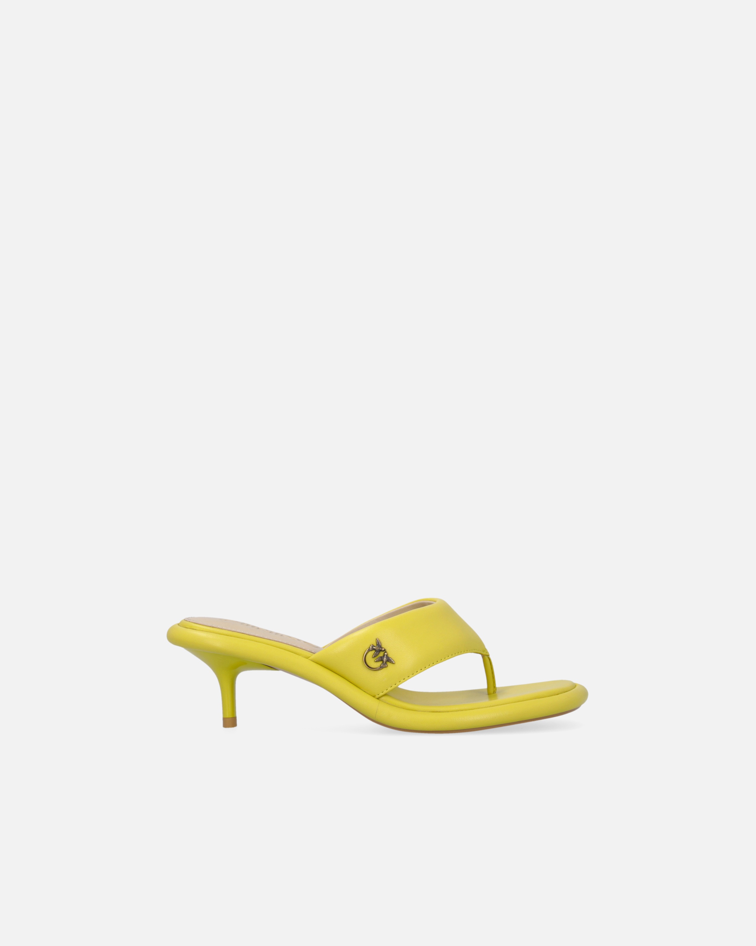 NAPPA LEATHER THONG SANDALS WITH HEEL - 1