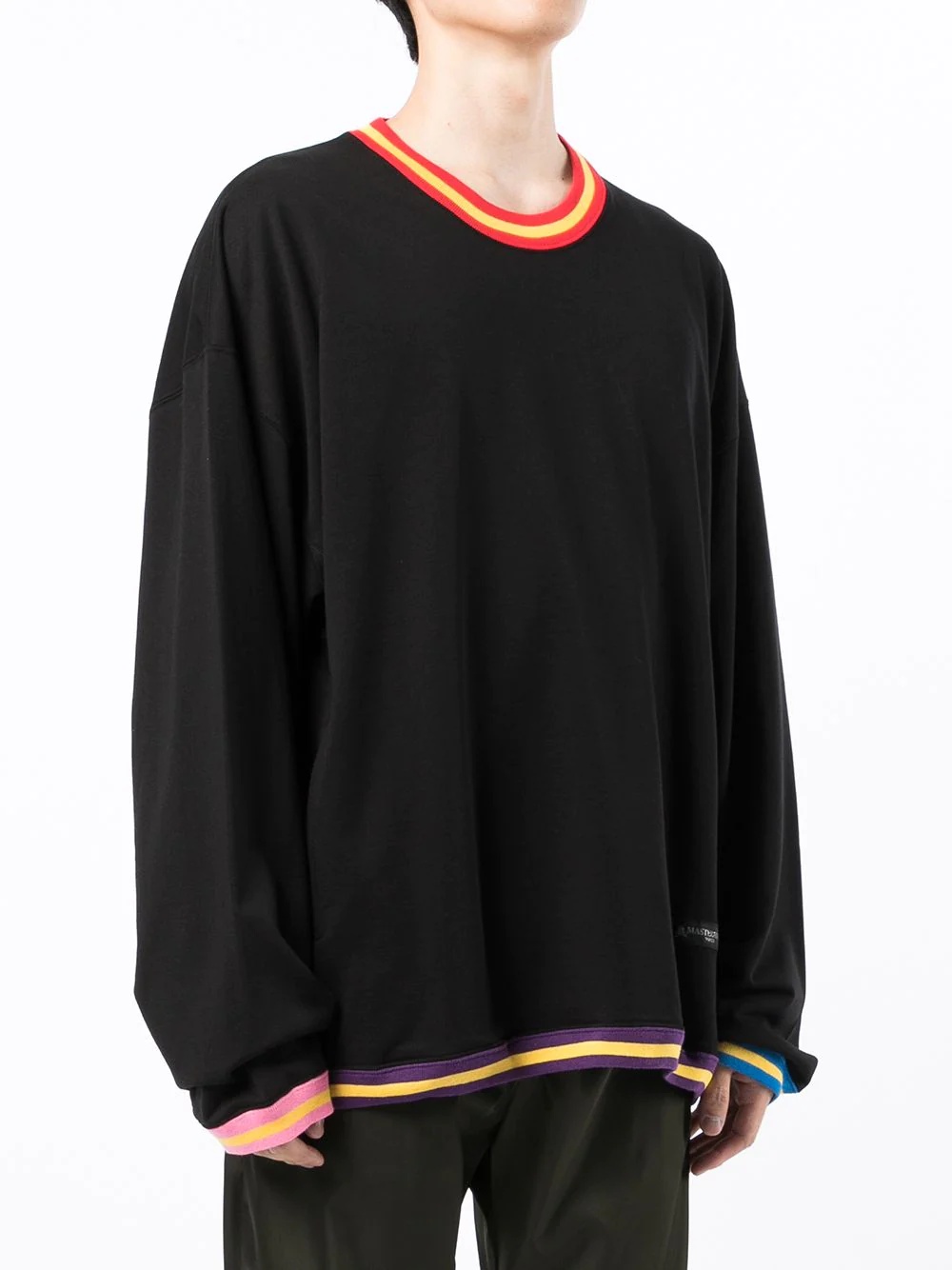 contrast-rib crew-neck sweatshirt - 3