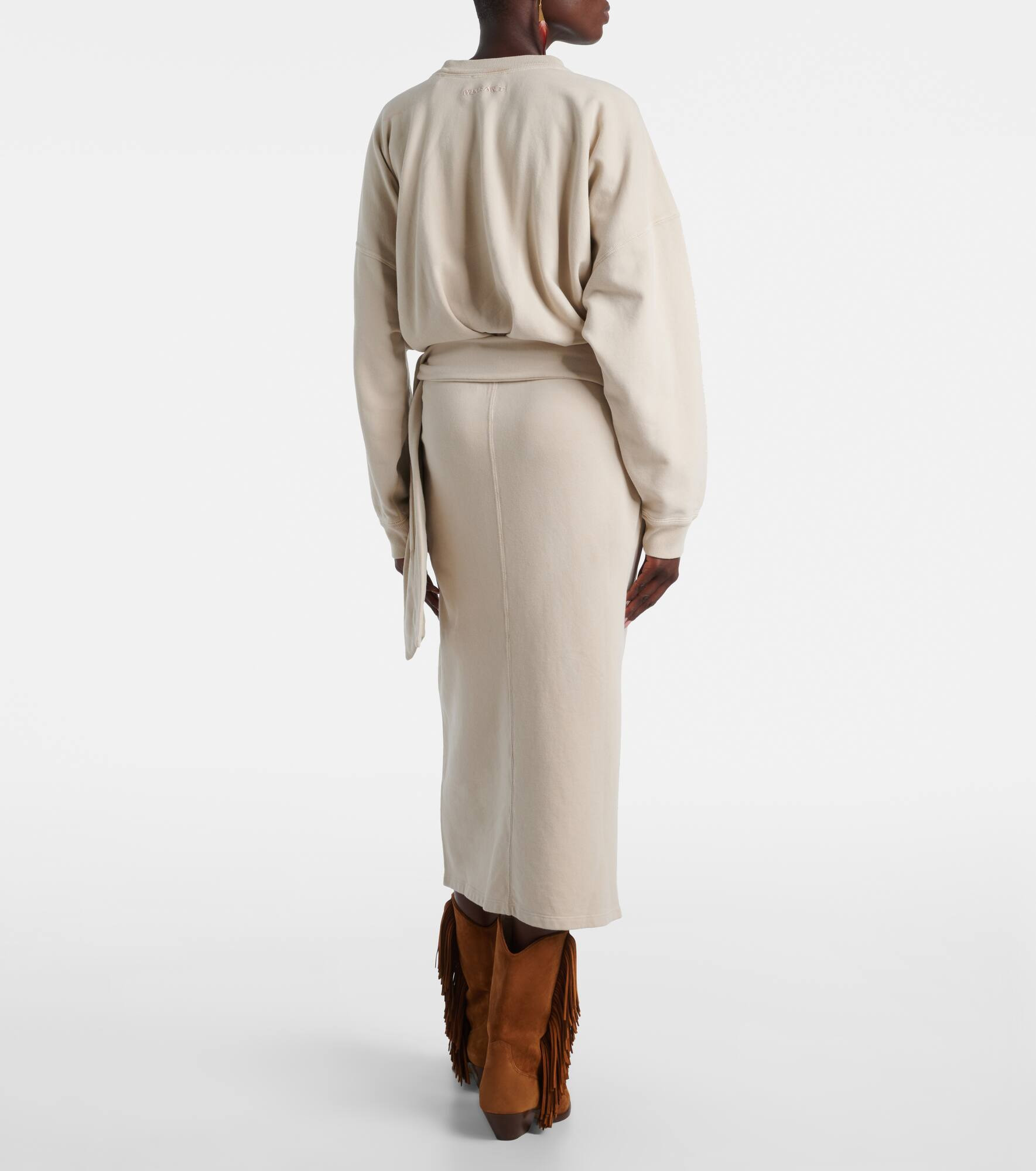 Draped cotton jersey sweatshirt dress - 3