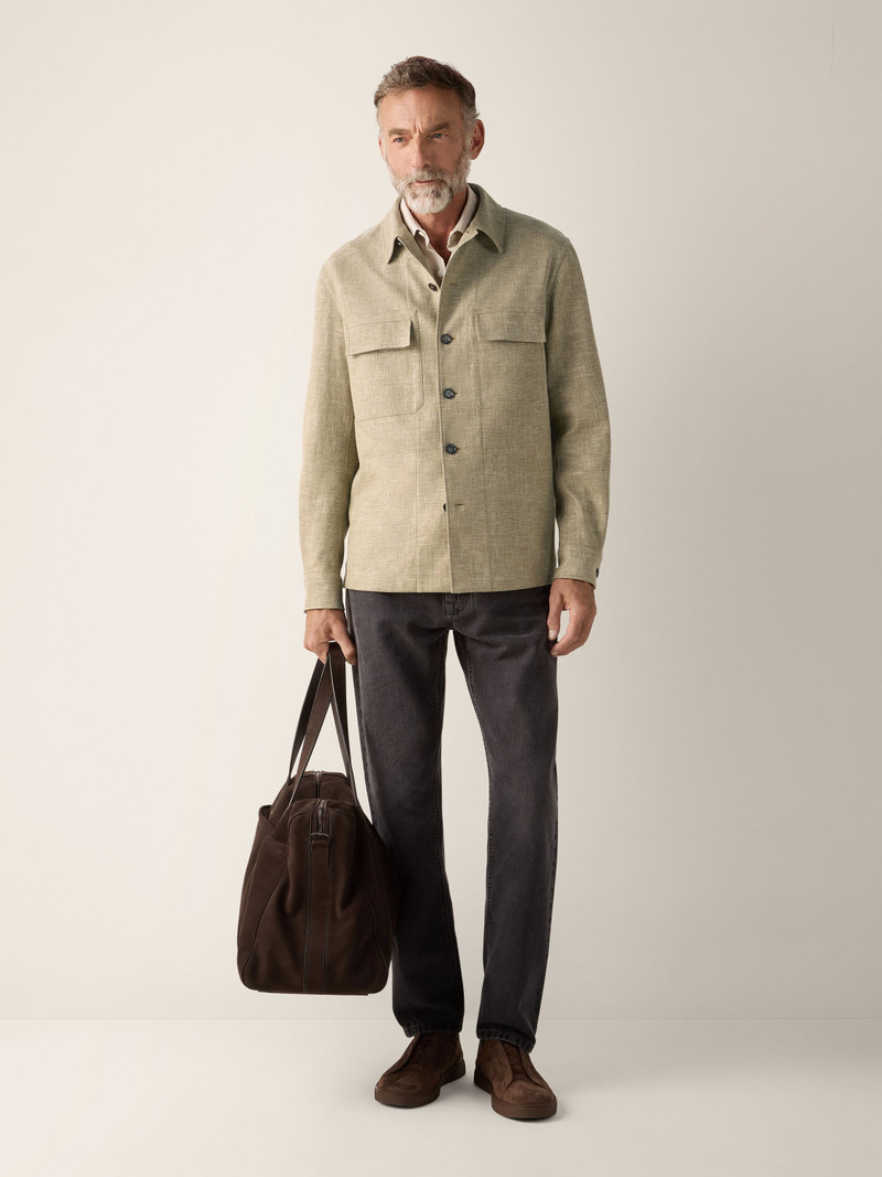 ZEGNA CROSSOVER LINEN WOOL AND SILK BLEND OVERSHIRT outlook