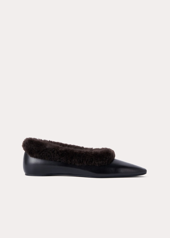 The Faux Fur Trim Ballerina black - 4