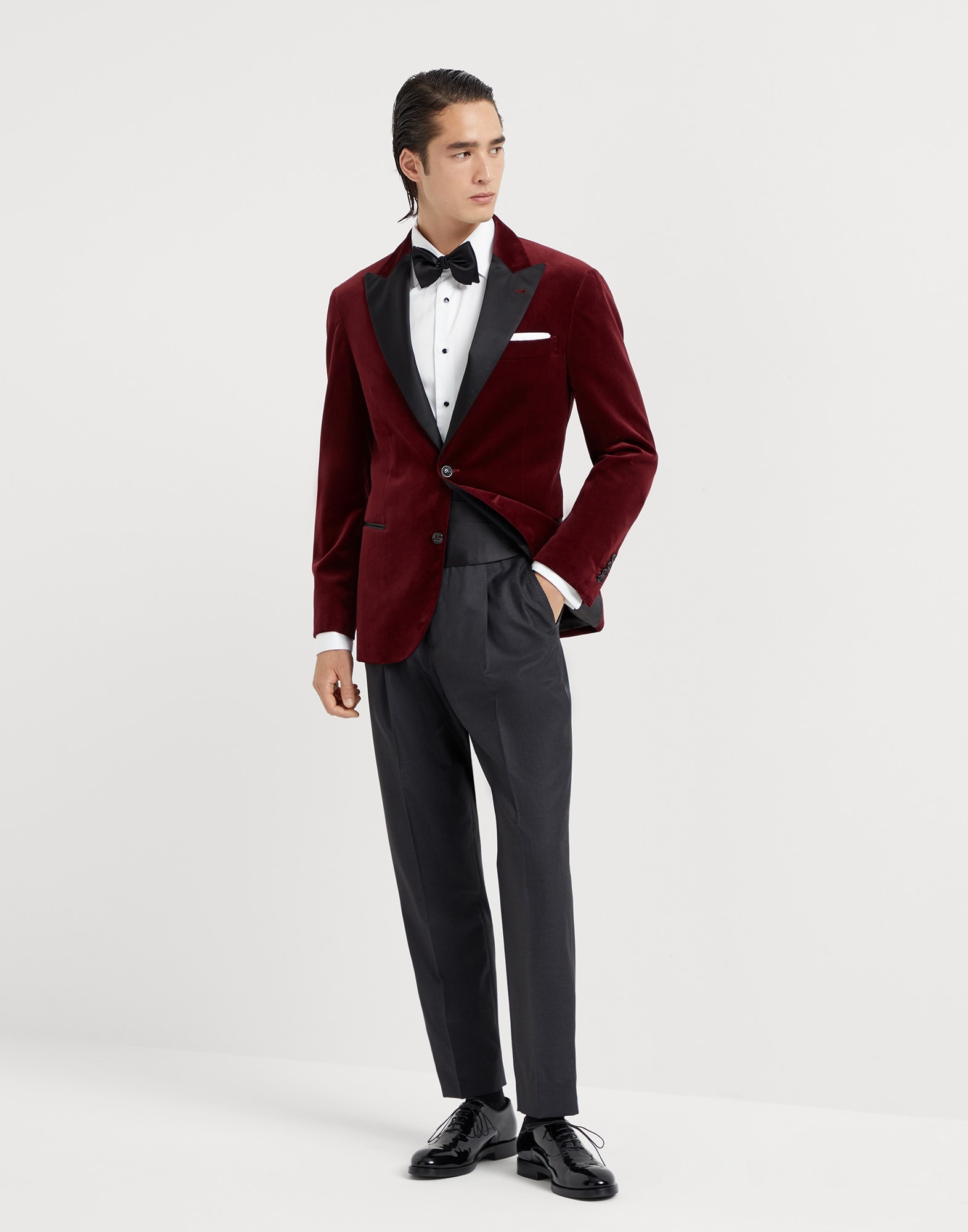 Cotton velvet tuxedo jacket with peak lapels - 5