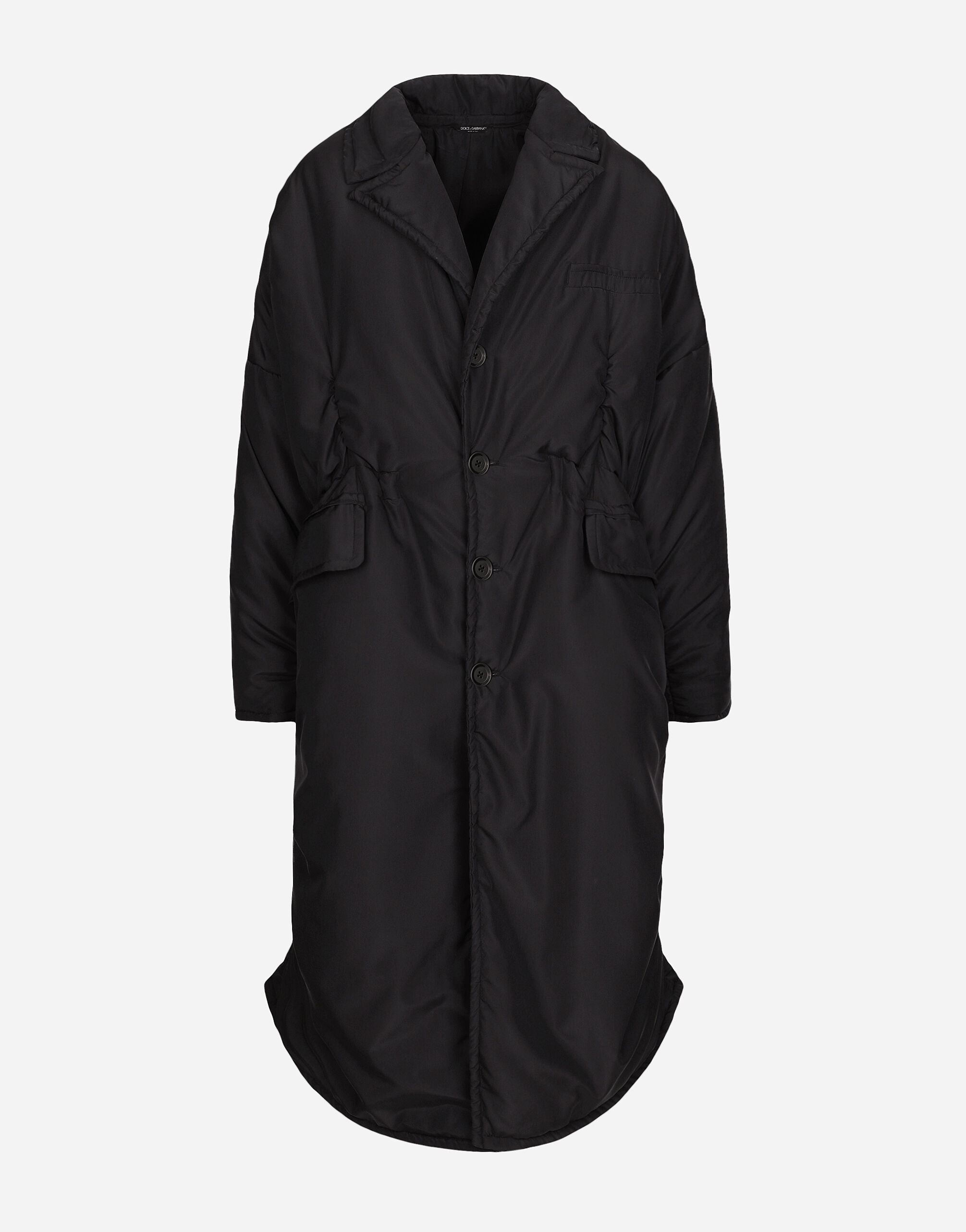 Single-breasted padded silk habotai coat - 1