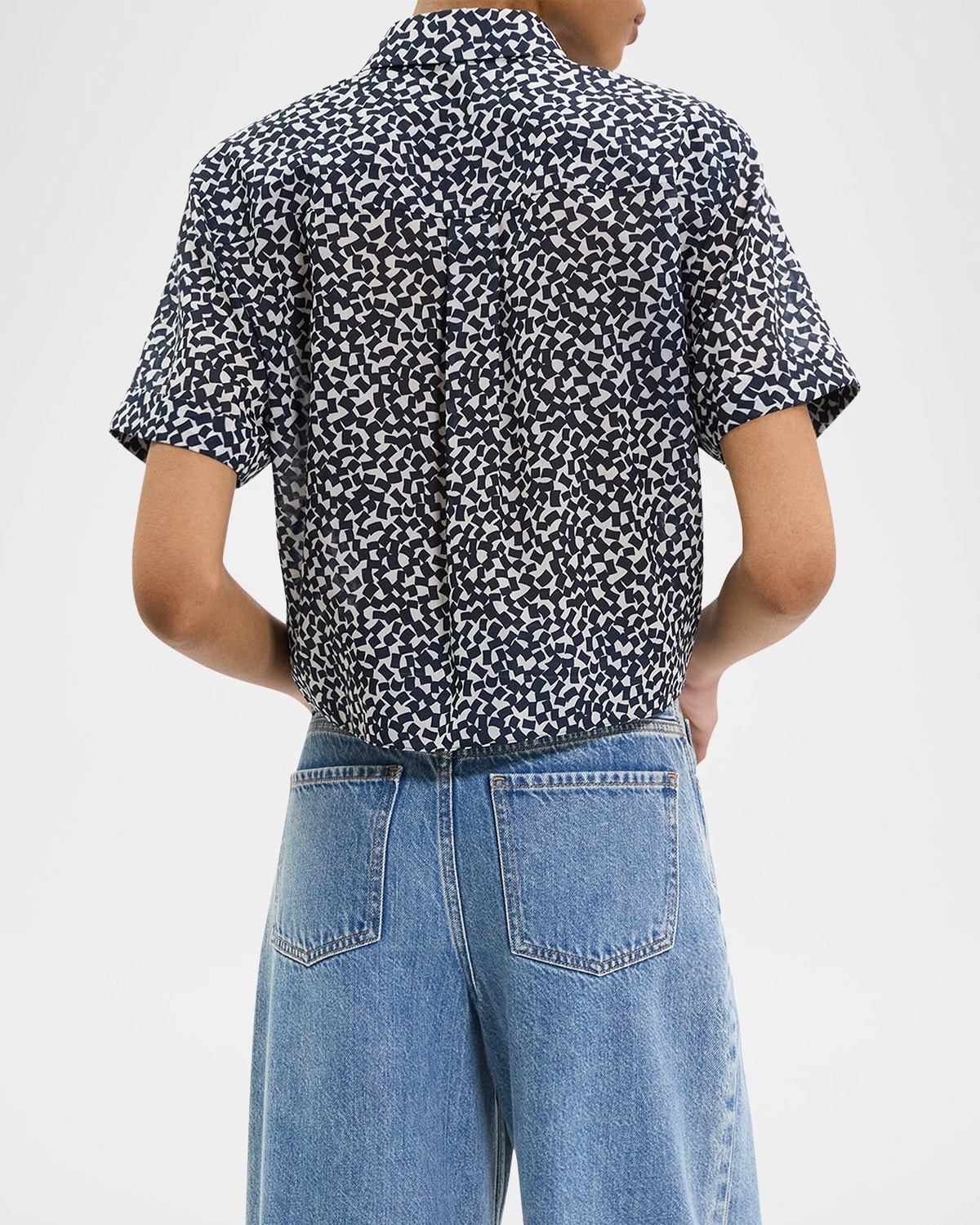 Geometric-Print Tie-Front Shirt - 3