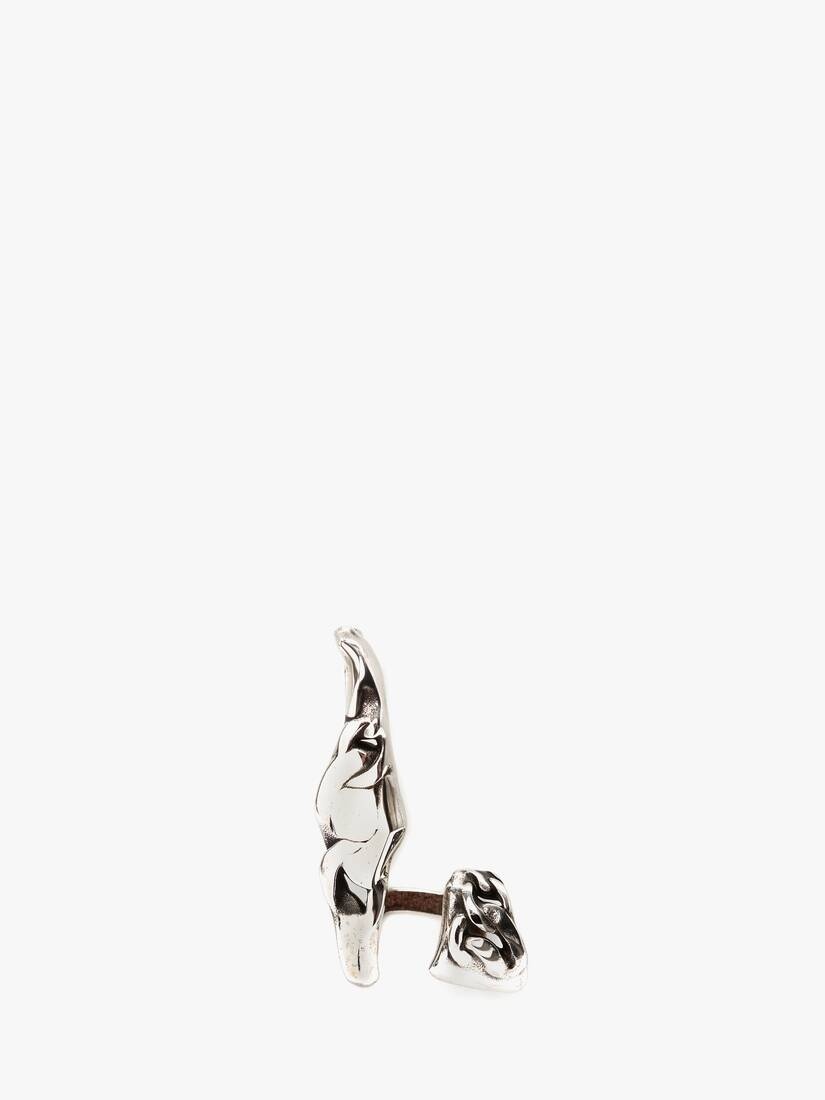 Crushed Chain Ear Cuff in Antique Silver - 1