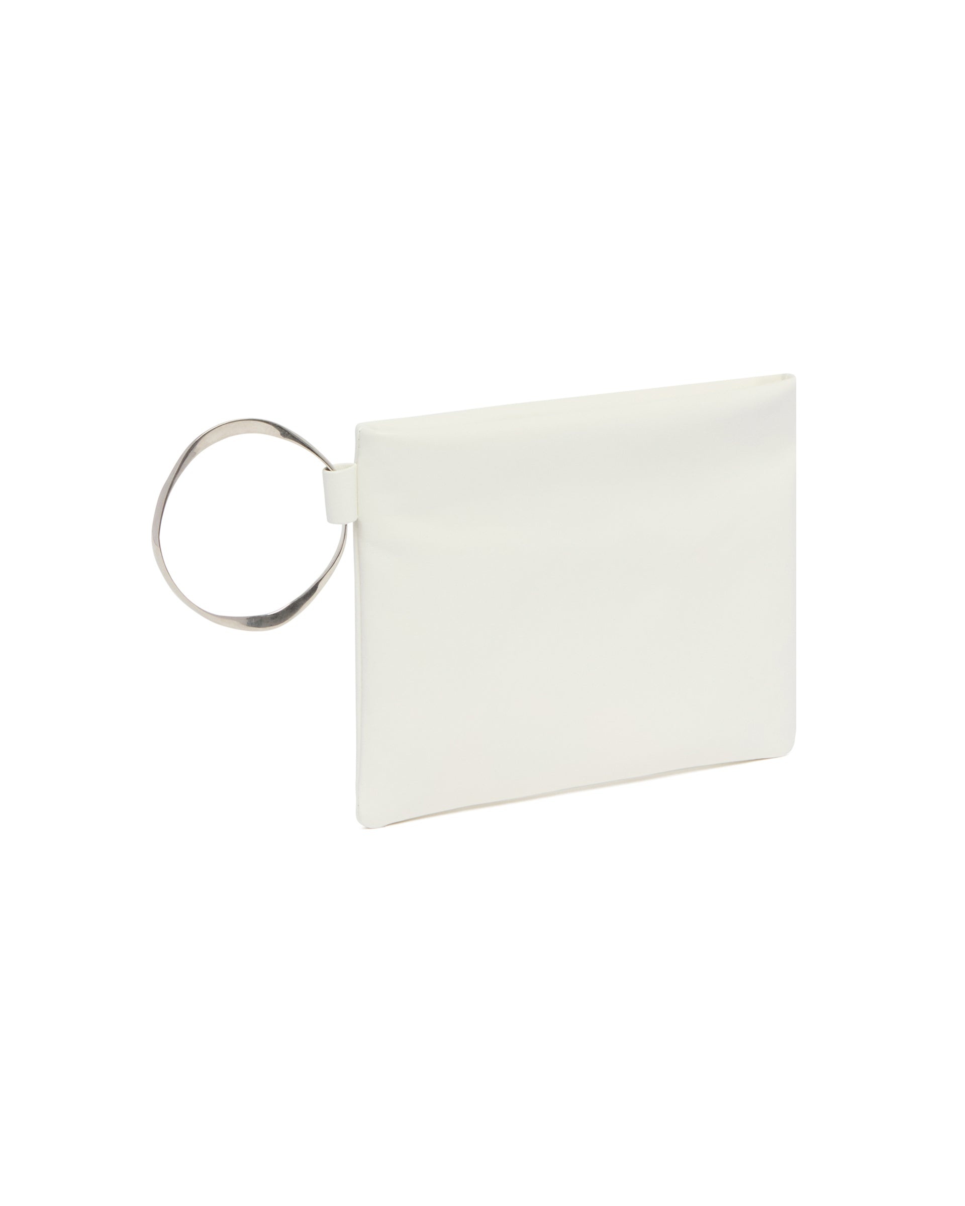 White Leather Clutch with Bracelet - 6