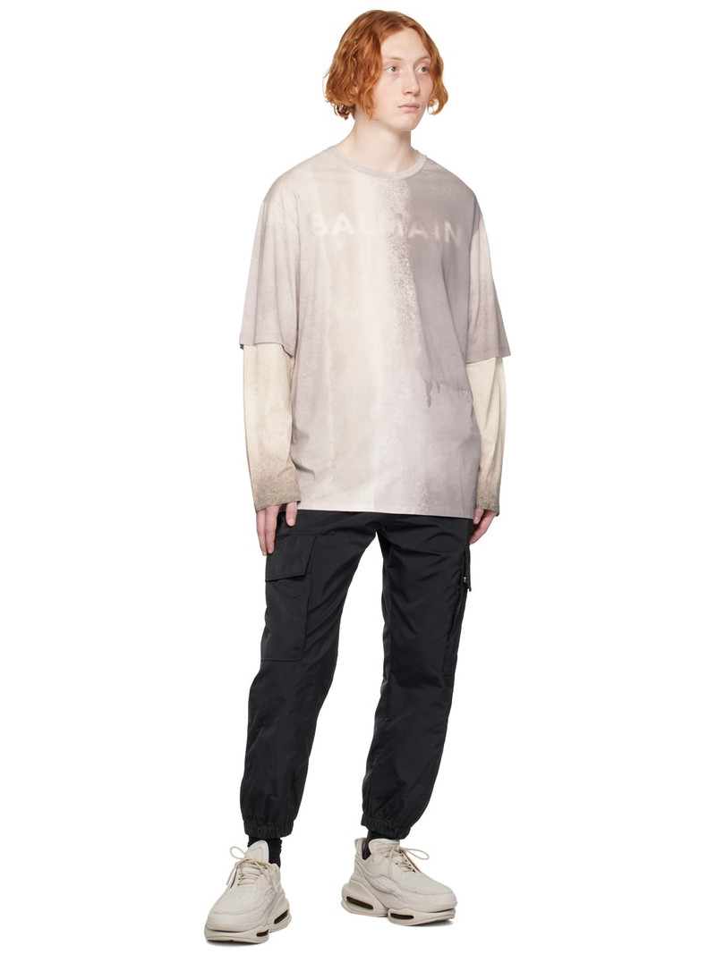 Balmain Gray Printed Long Sleeve T-Shirt outlook