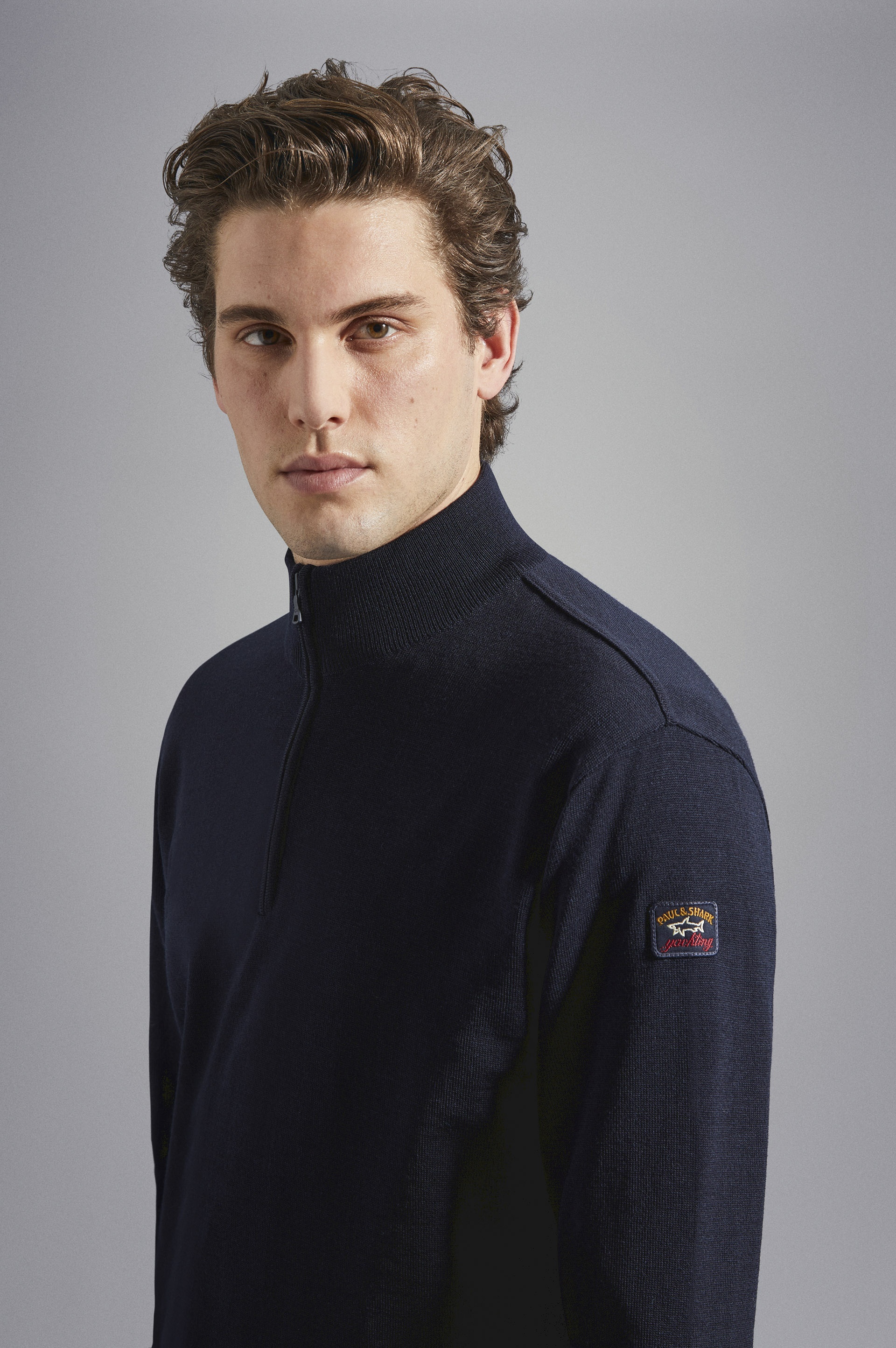 MERINO WOOL HALF ZIP SWEATER WITH ICONIC BADGE - 4